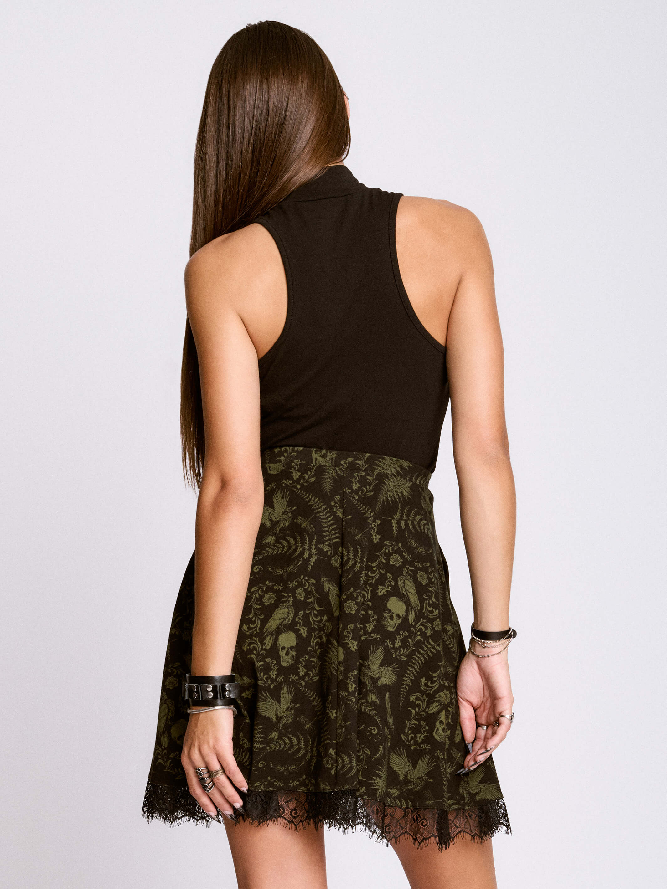 BAT EMBROIDERED MOCK NECK TANK