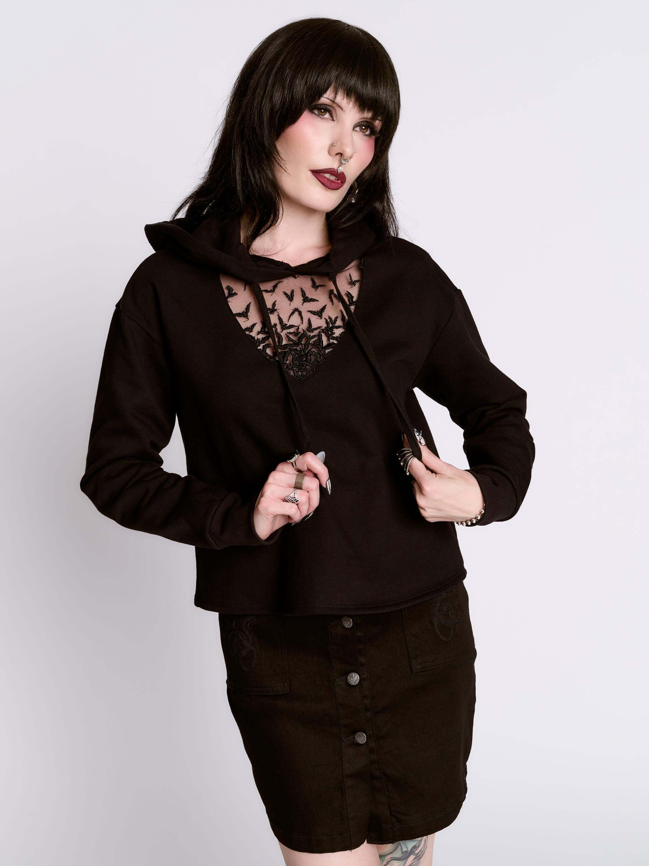 BATS IN FLIGHT CROP HOODIE