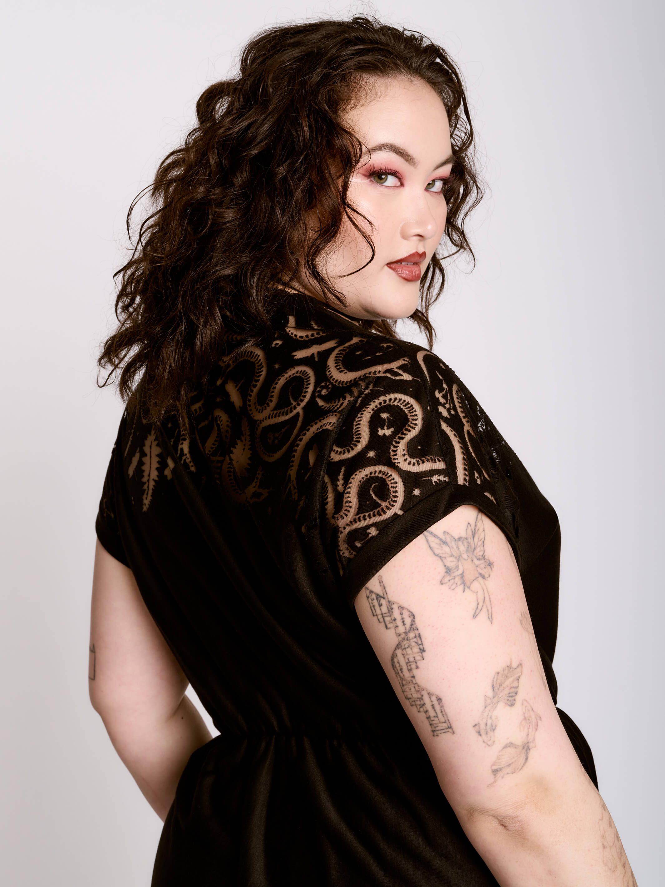 BURNOUT SNAKE BABYDOLL DRESS