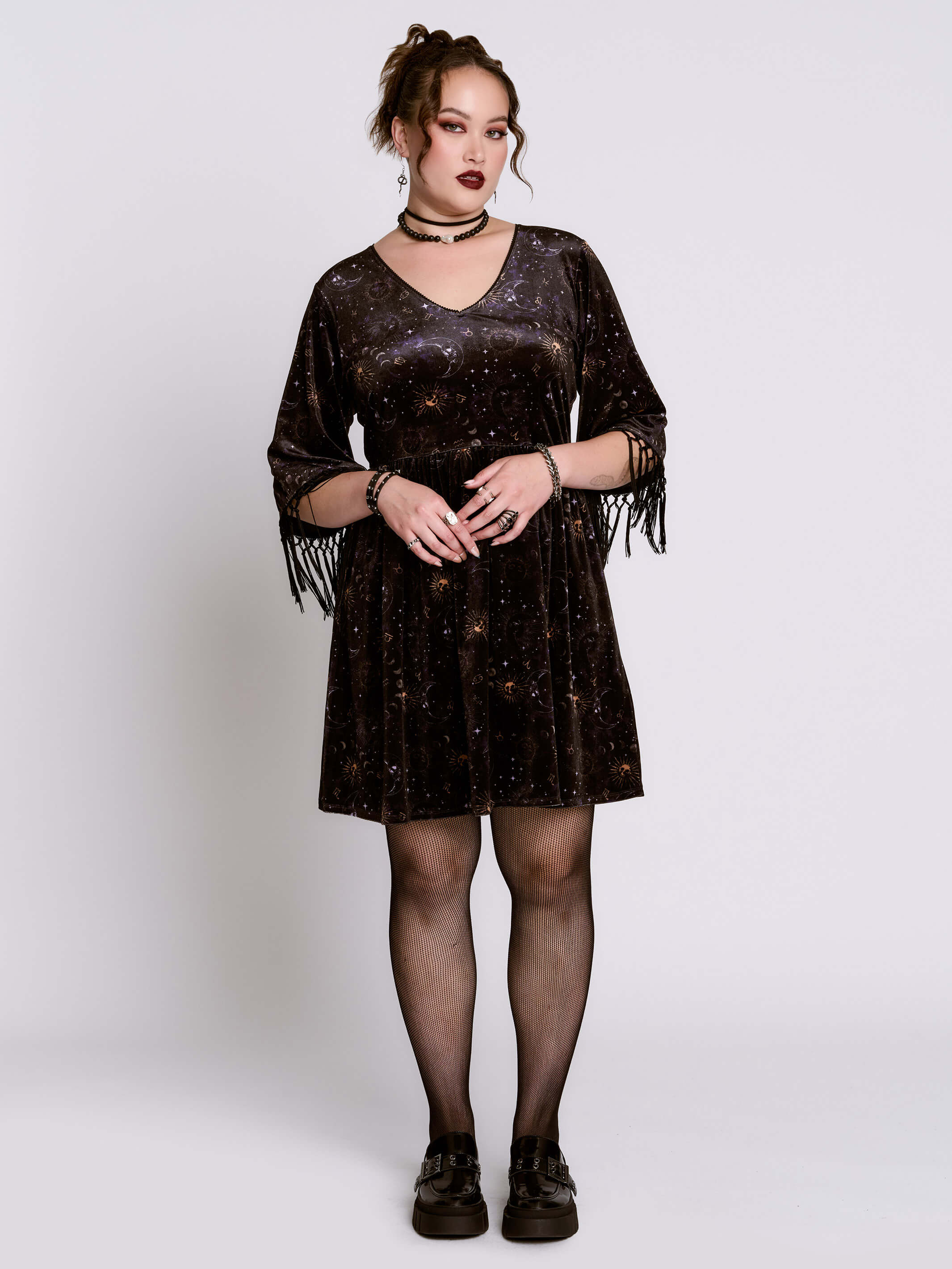 Celestial Velvet Fringe Dress