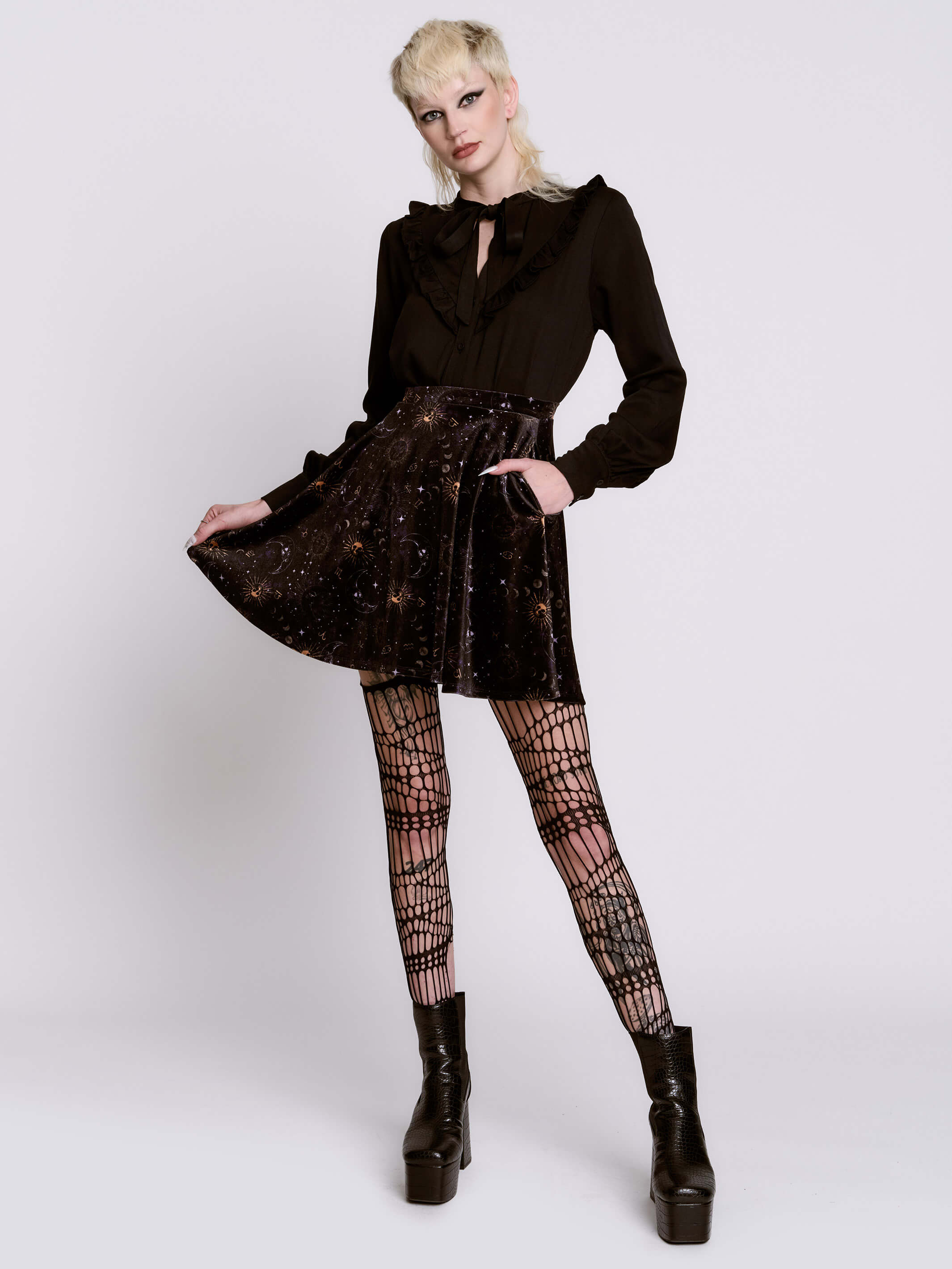 CELESTIAL VELVET SKATER SKIRT