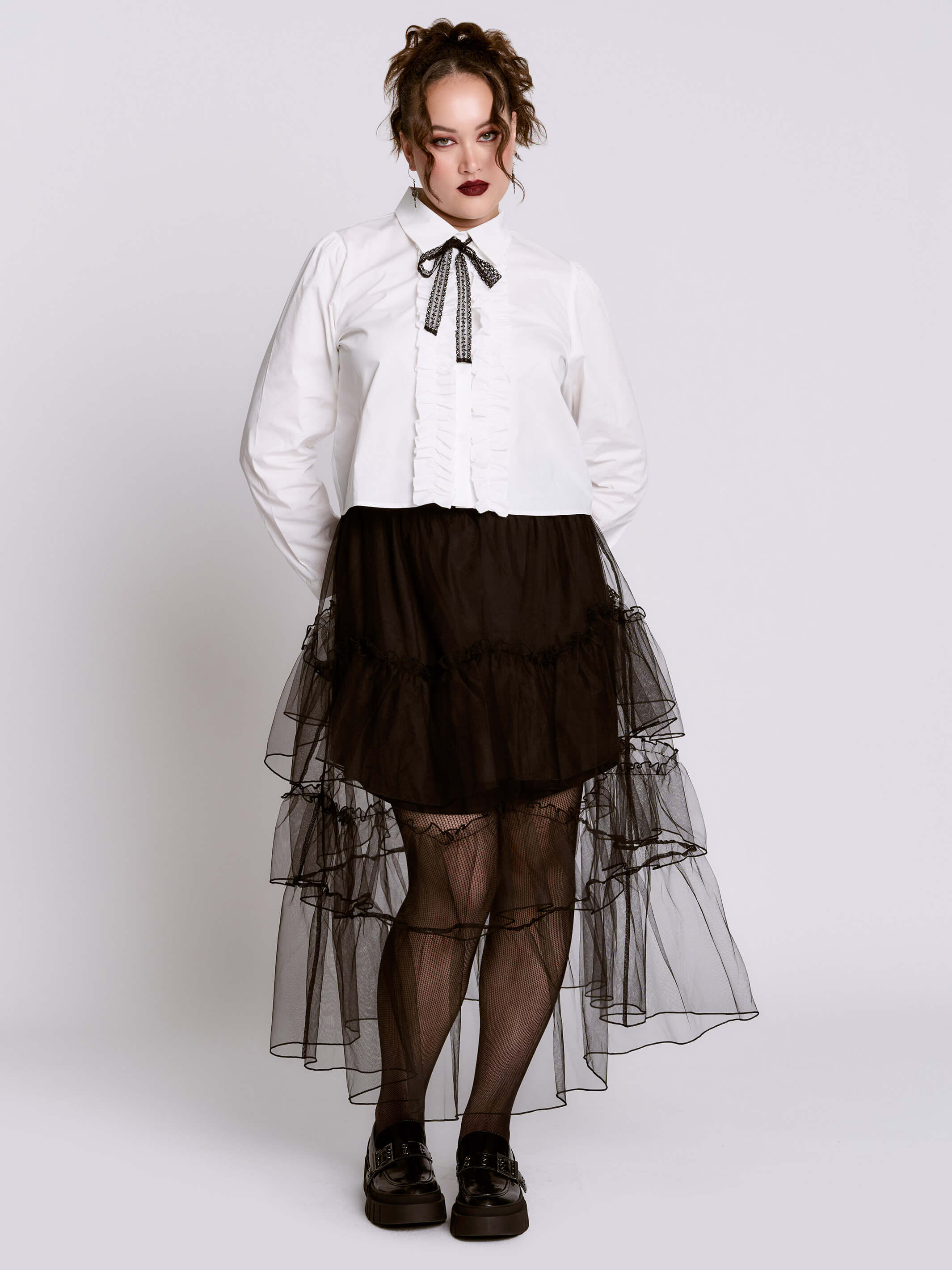 ruffle cropped shirt