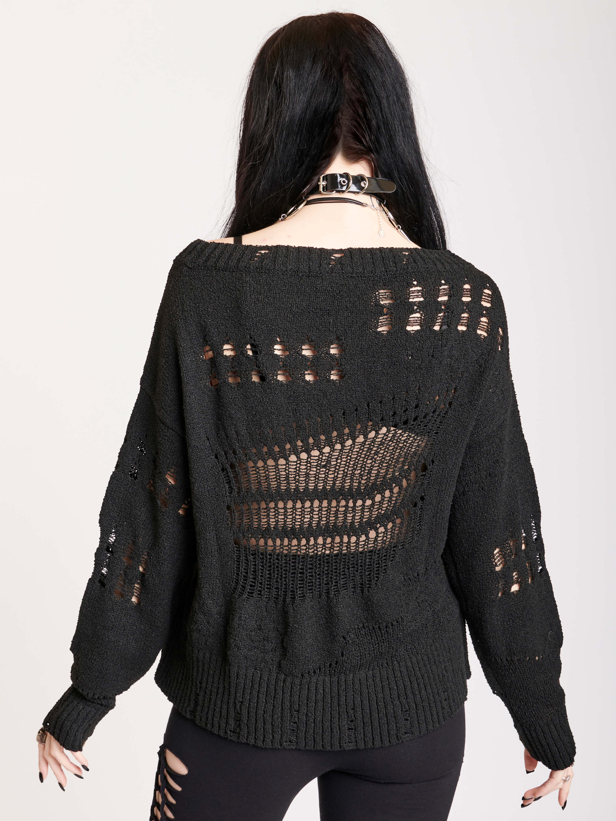 Black Sweater with drop stitch details