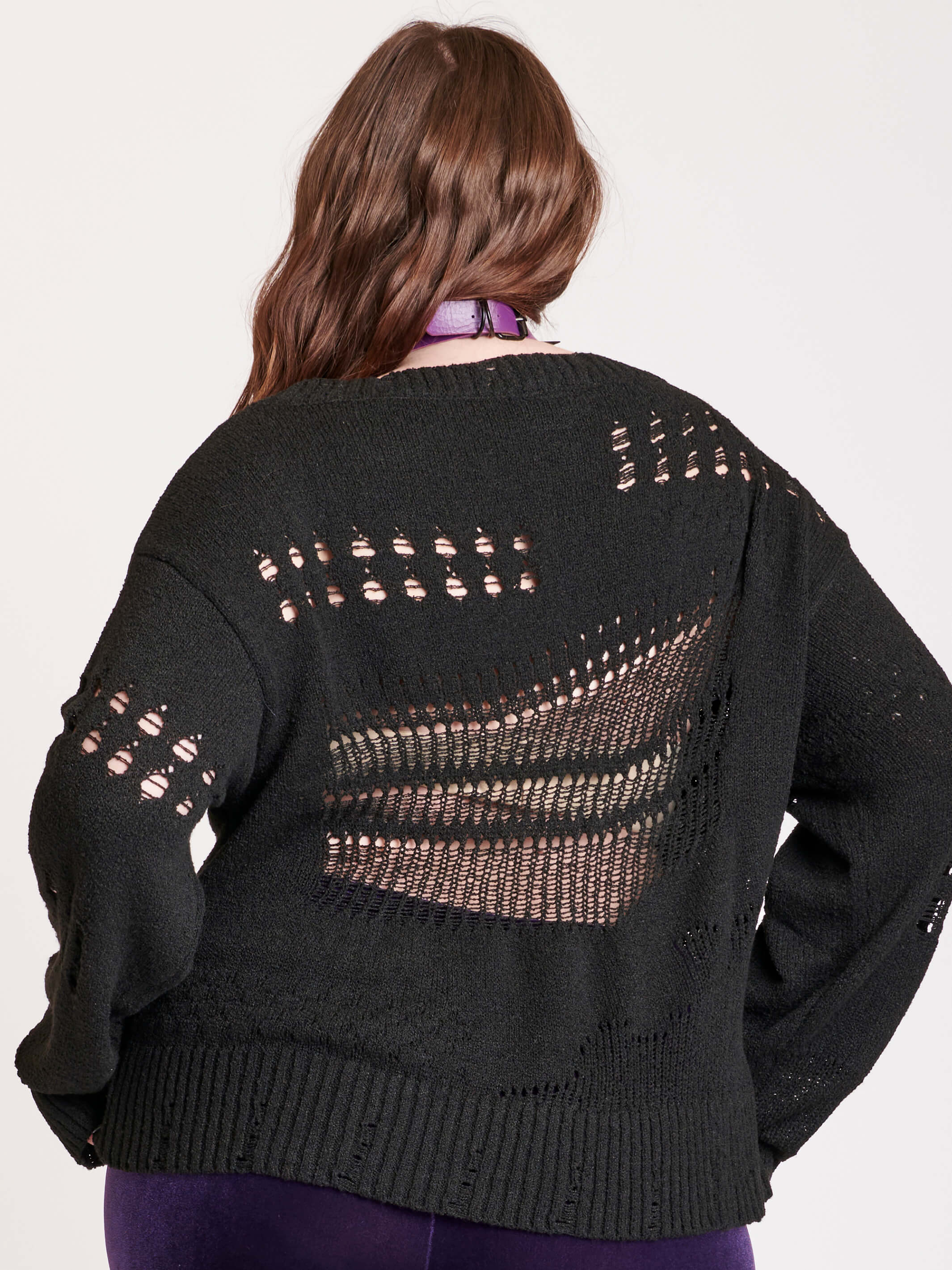 Black Sweater with drop stitch details