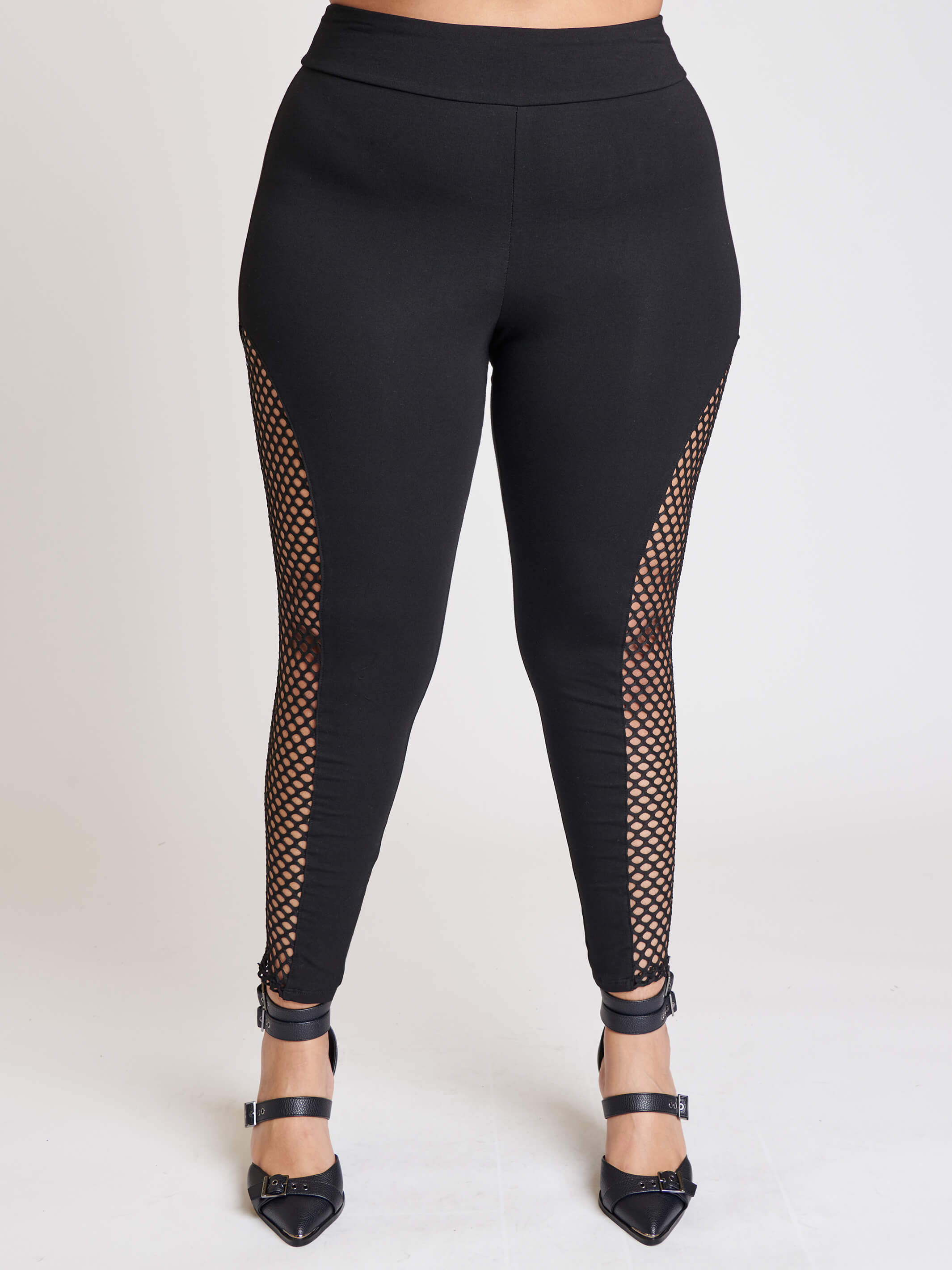 SIDE FISHNET INSET LEGGINGS