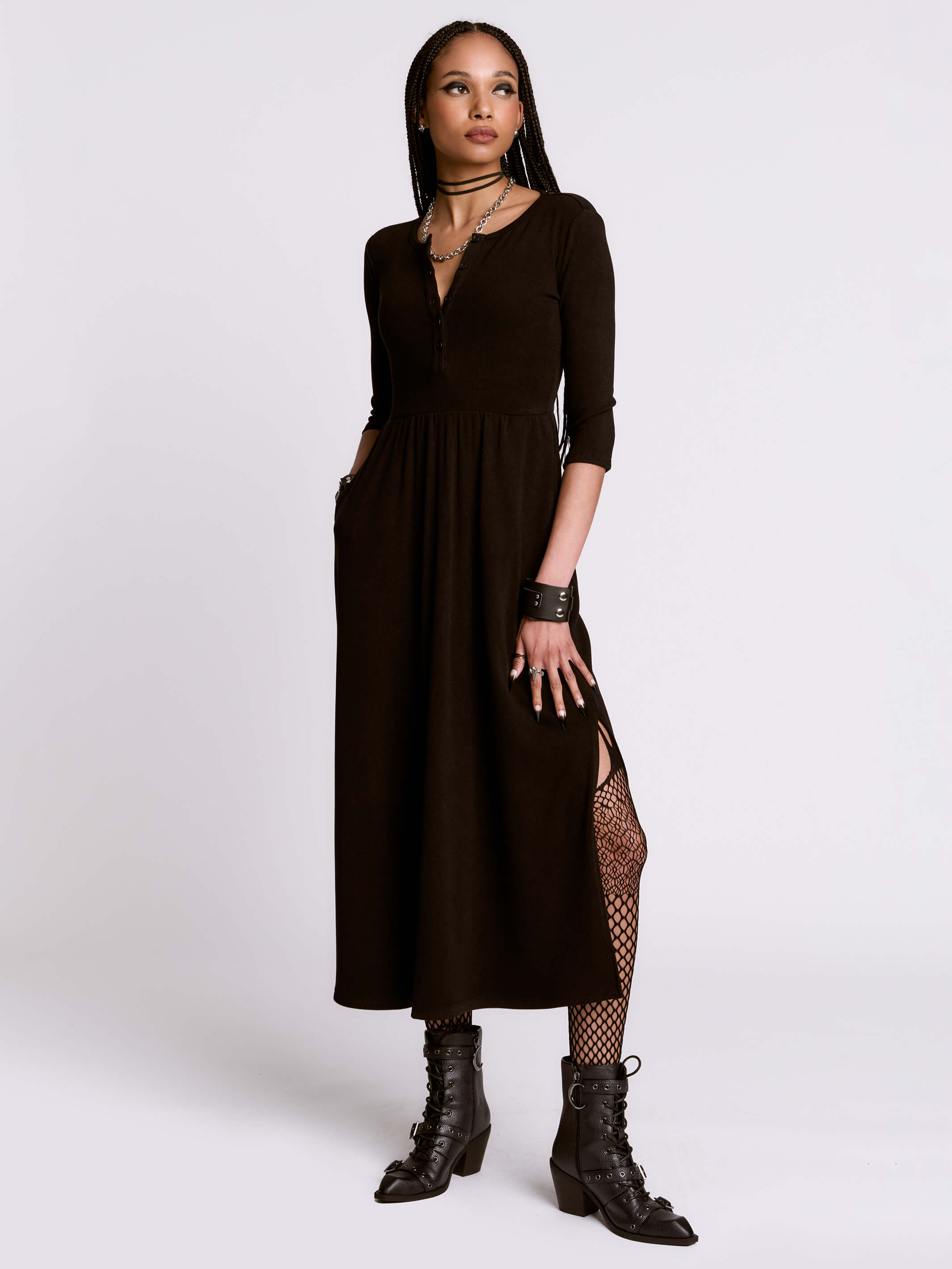 Black Henley sweater dress