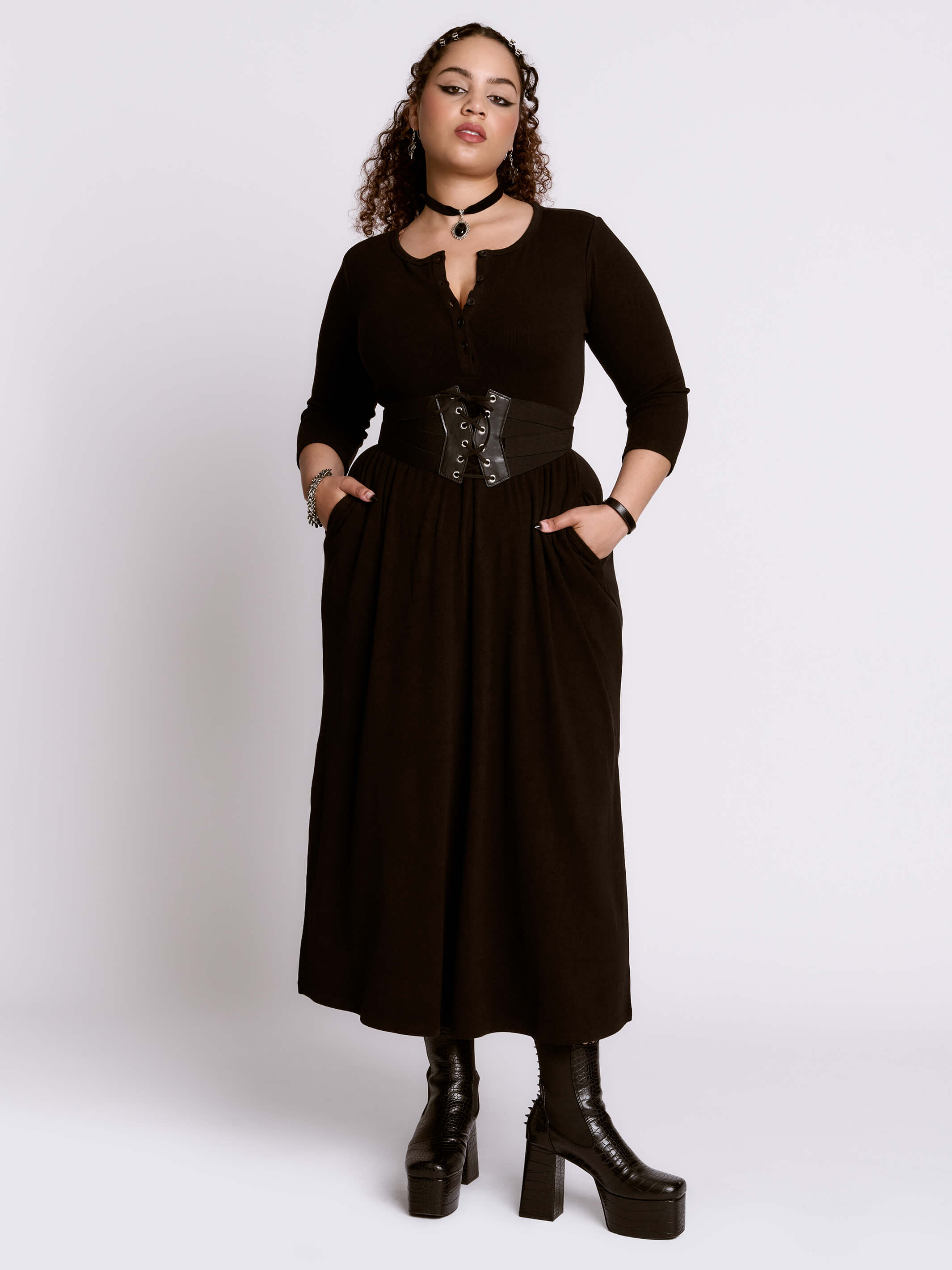 Black Henley sweater dress