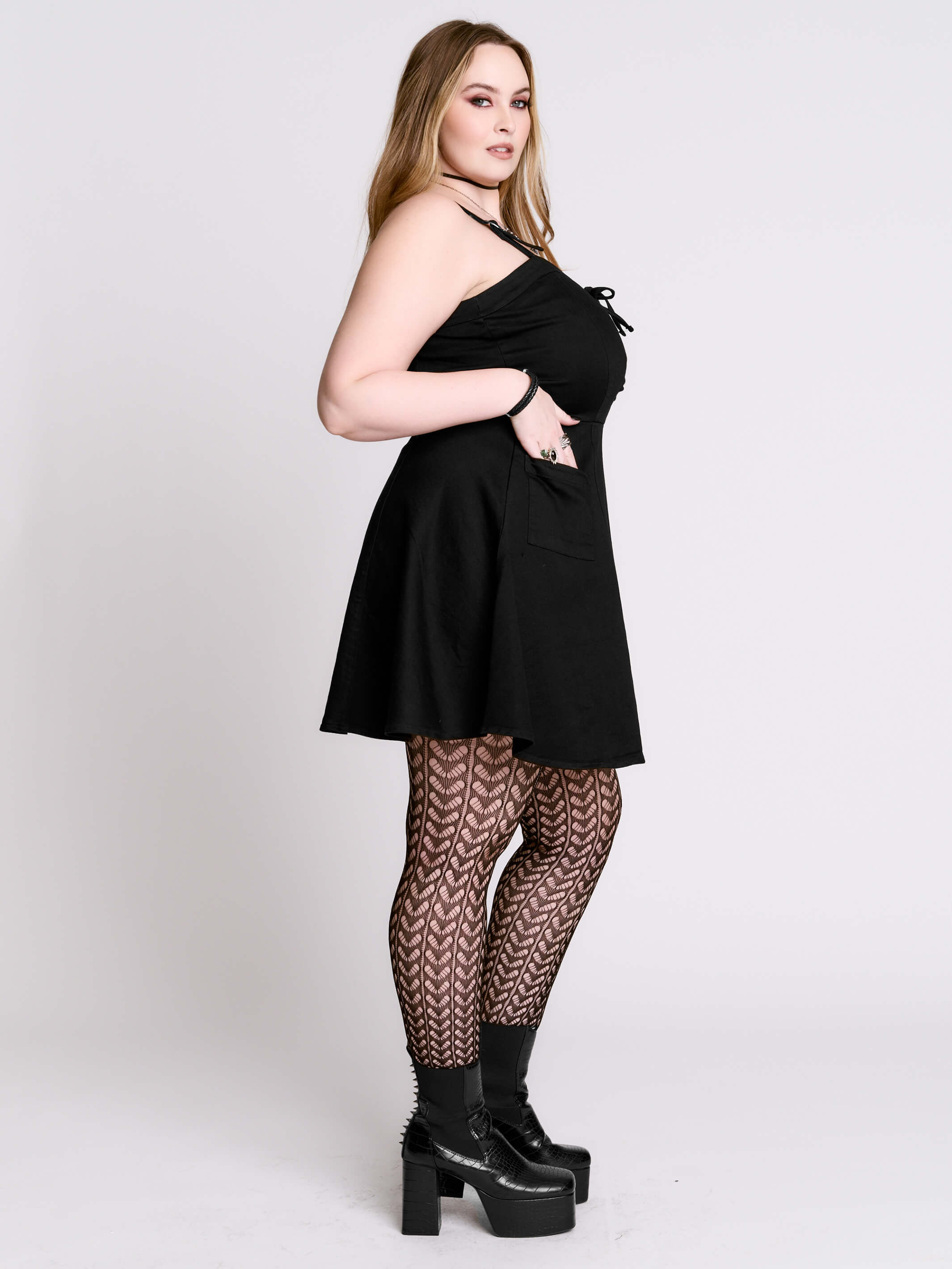 Lace Up Denim Dress