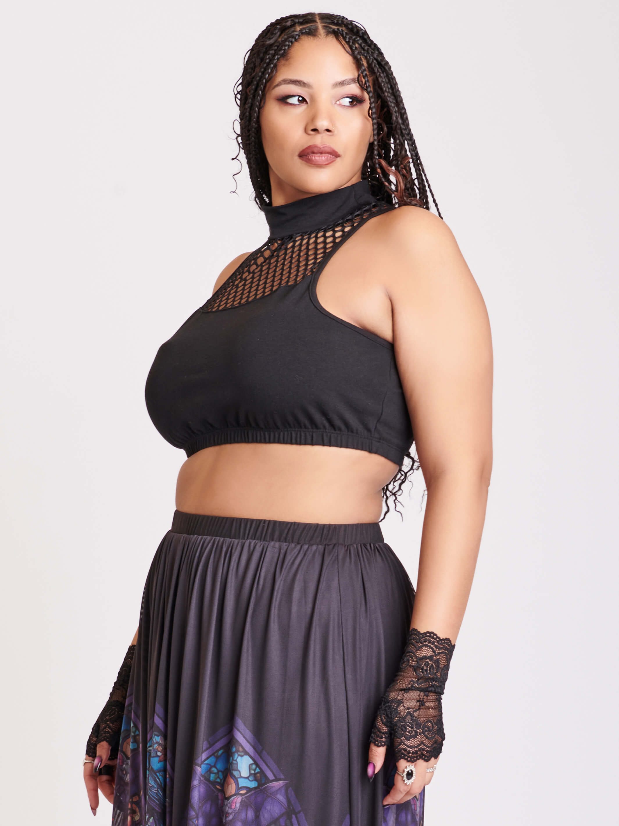 FISHNET HI NECK BRALETTE