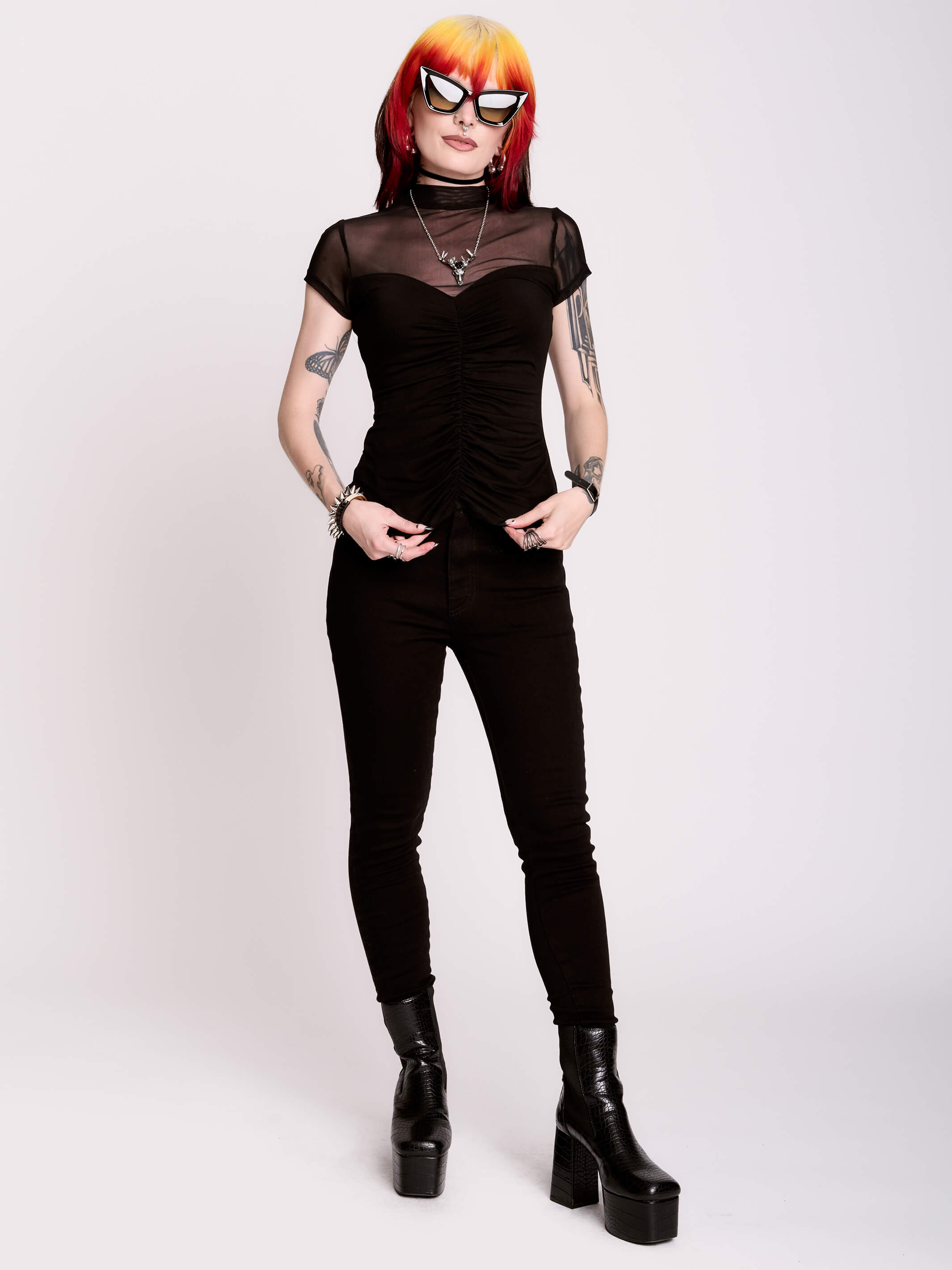 MESH SWEETHEART TOP