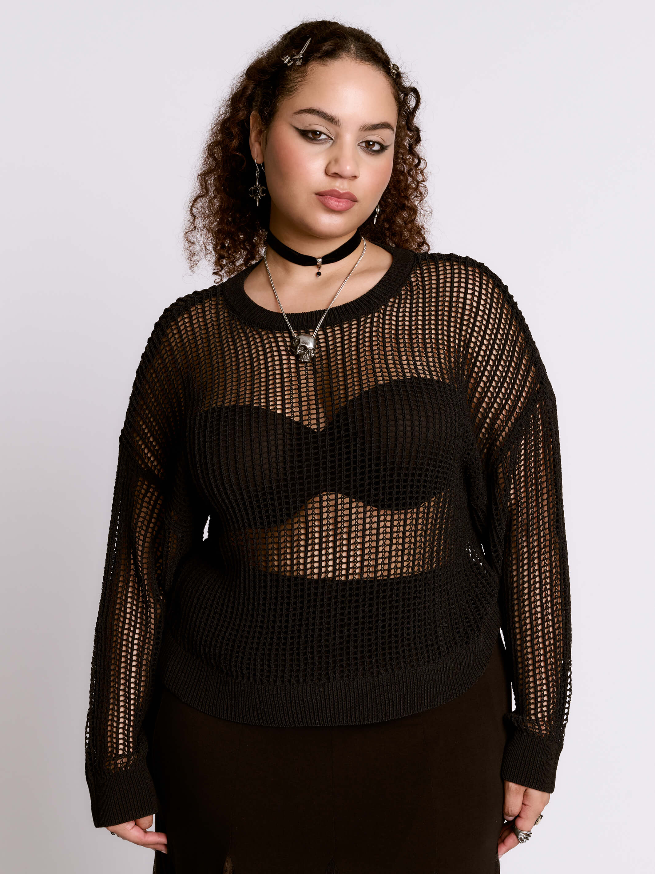 Night net black fishnet sweater