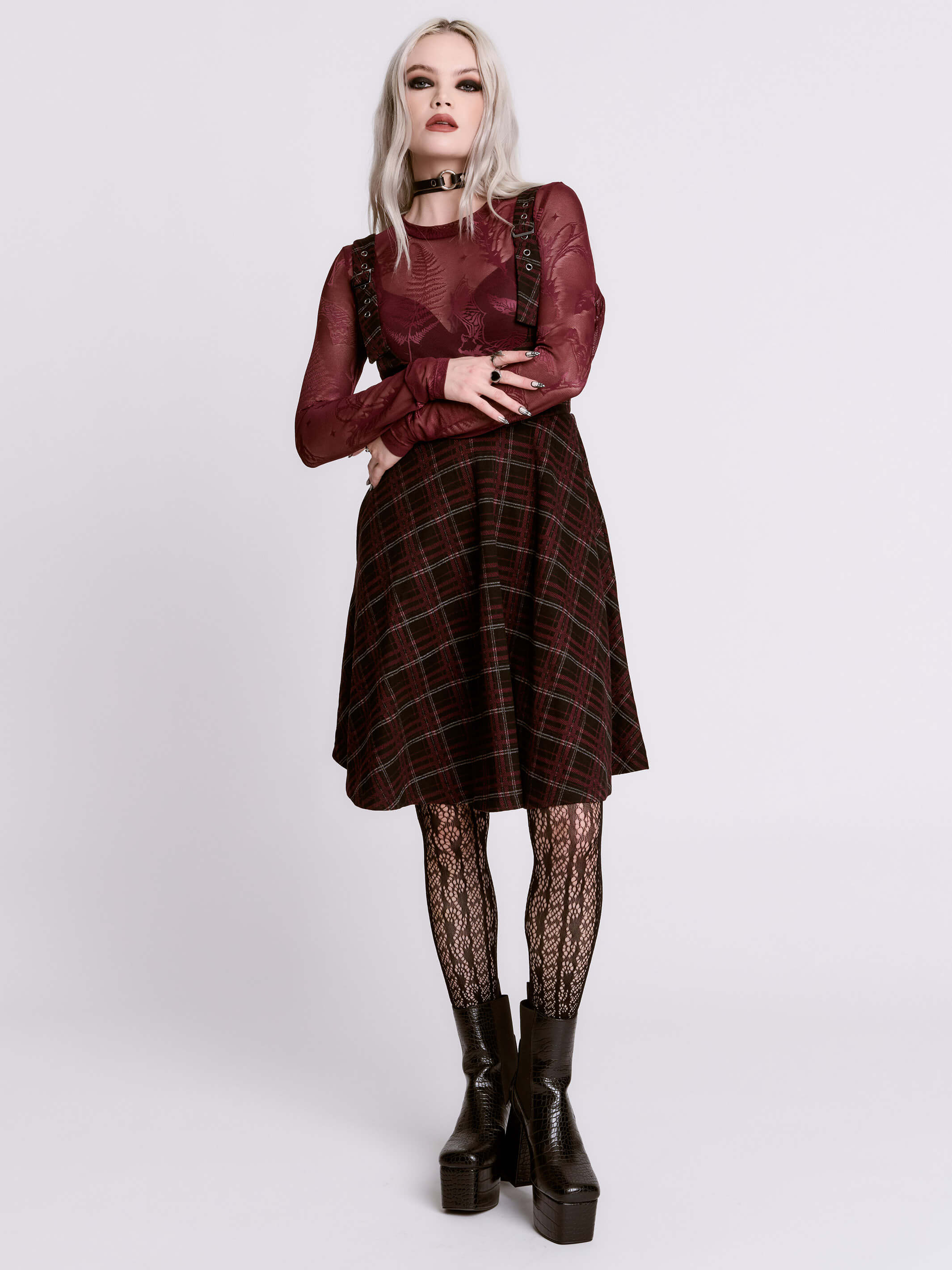 OXBLOOD PLAID JUMPER