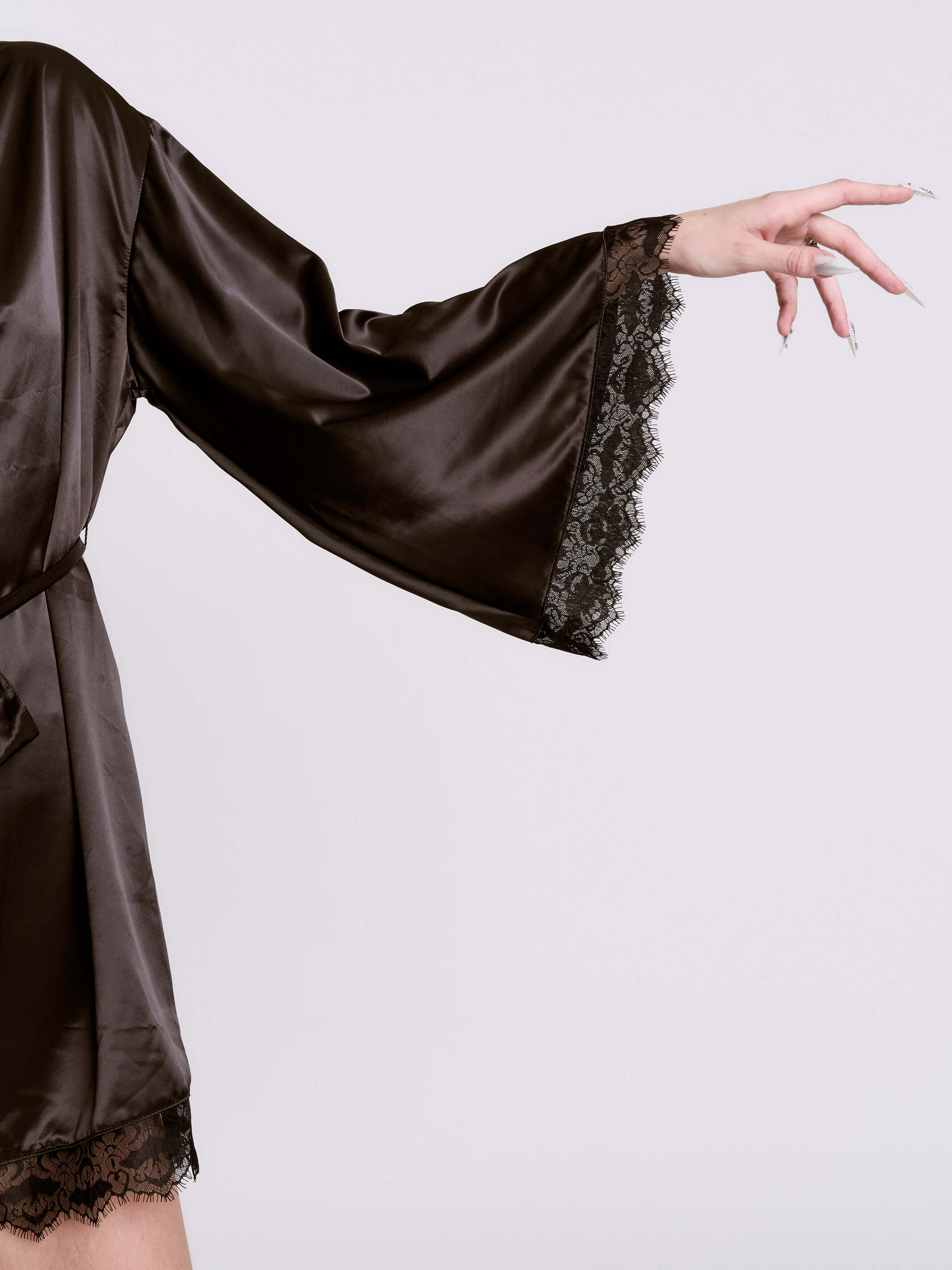 SATIN BAT LACE ROBE