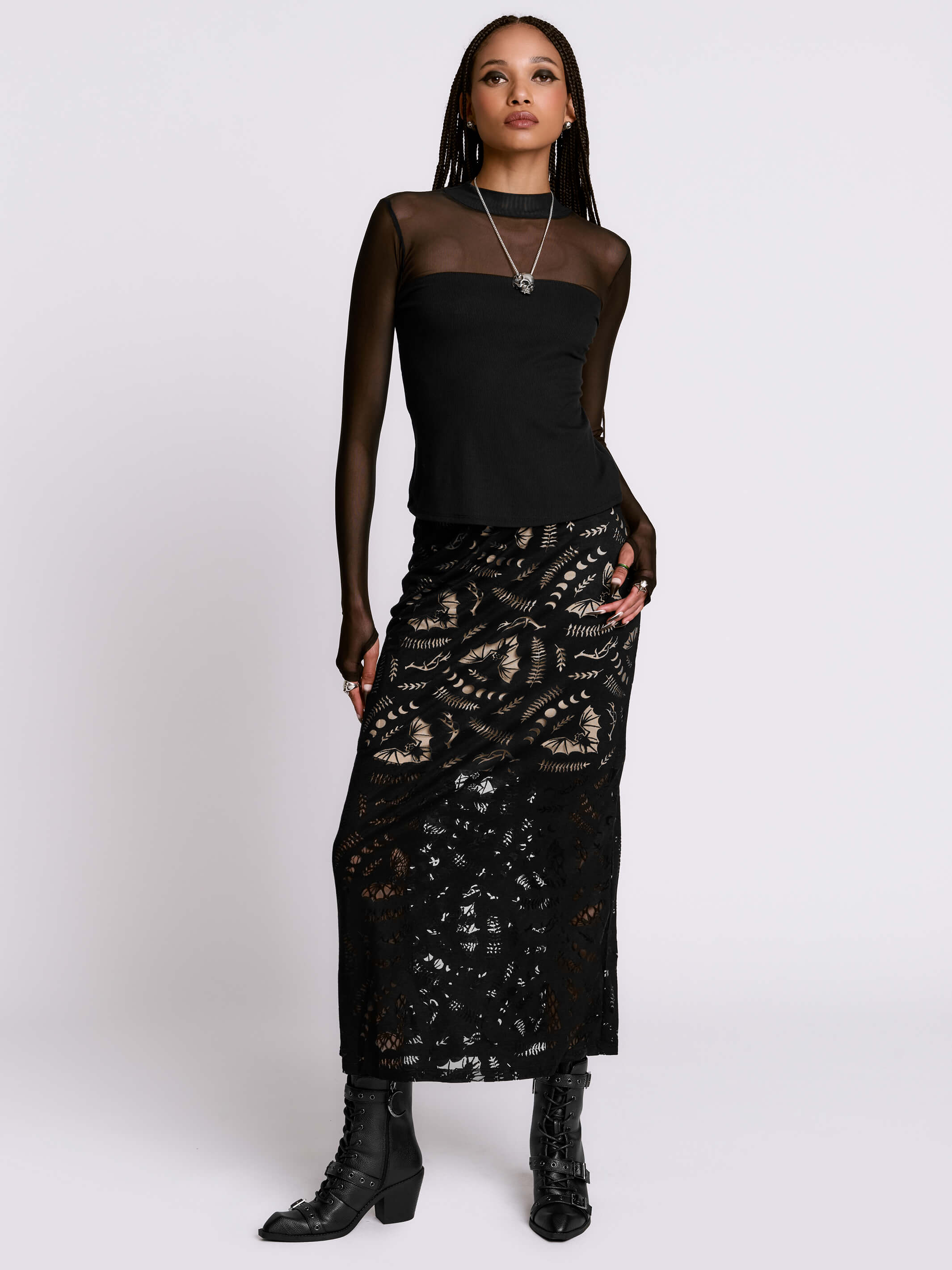 Scorned Bats Midi Skirt