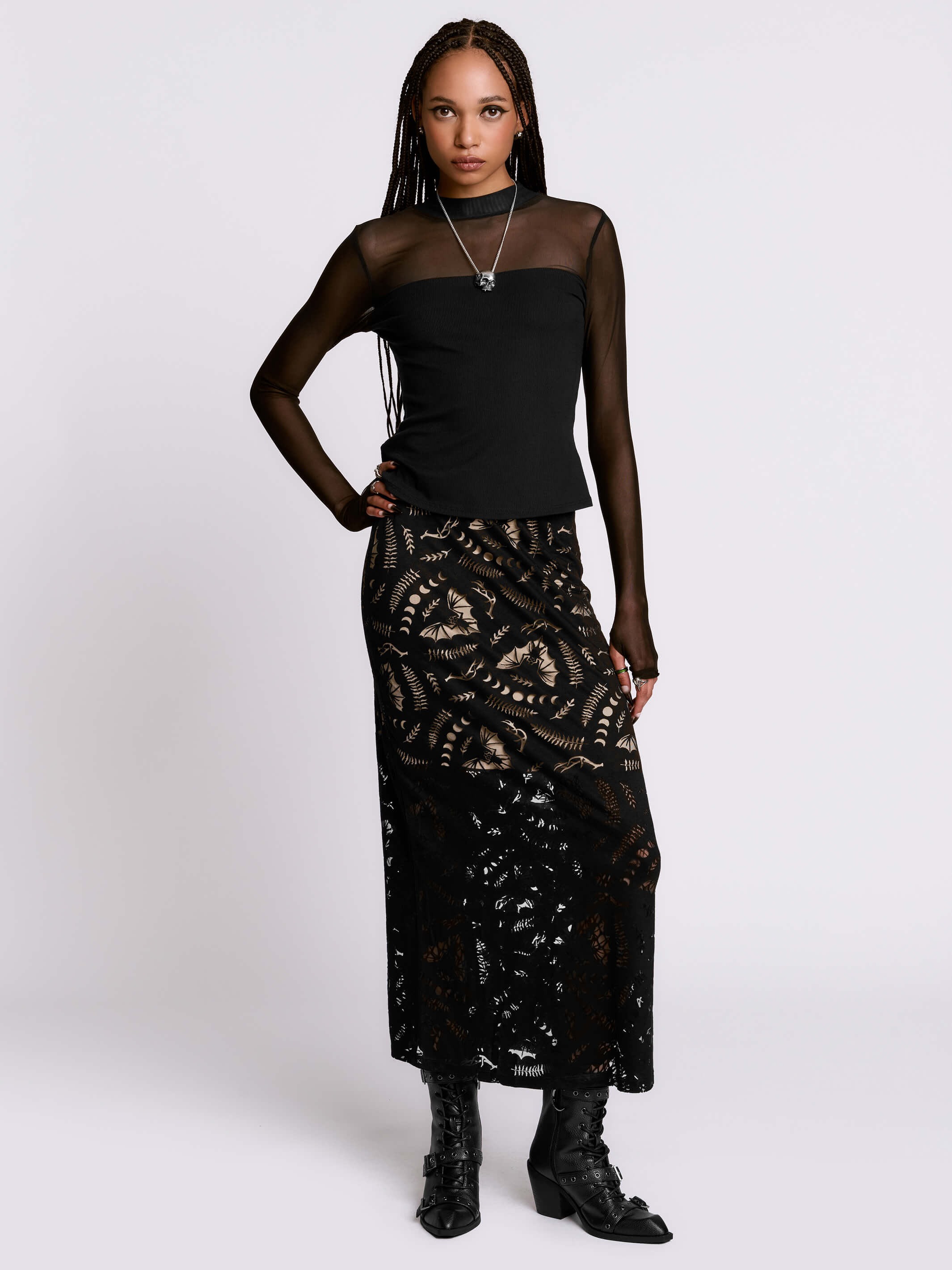 Scorned Bats Midi Skirt