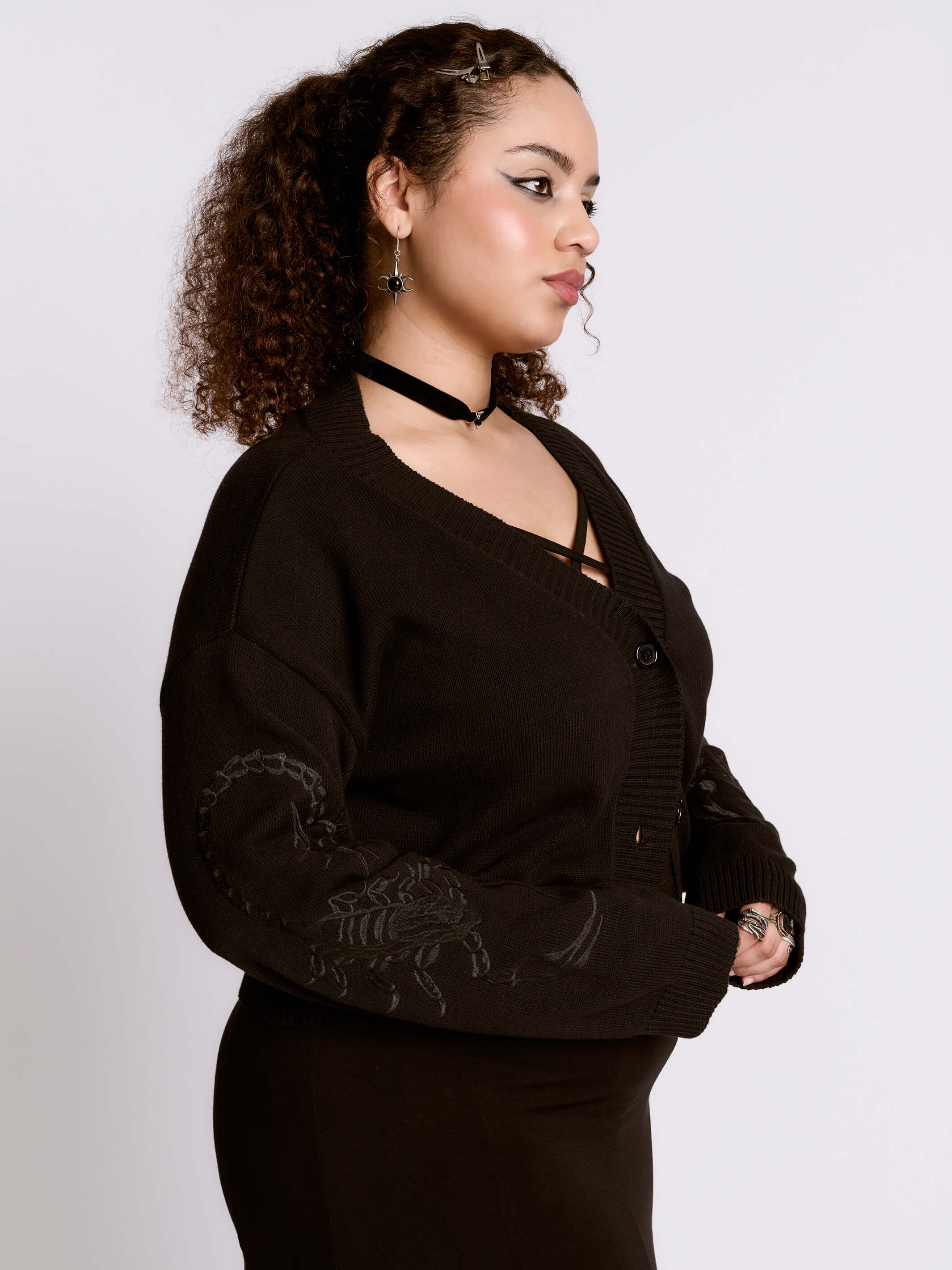scorpion cropped cardigan
