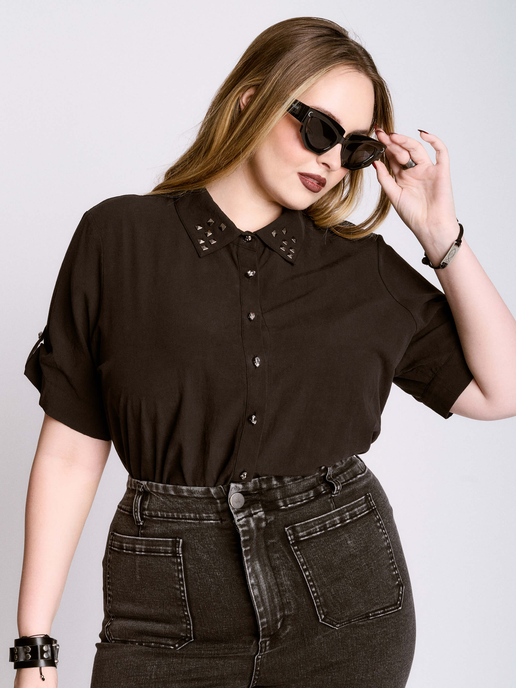 Studded Skull Button Shirt