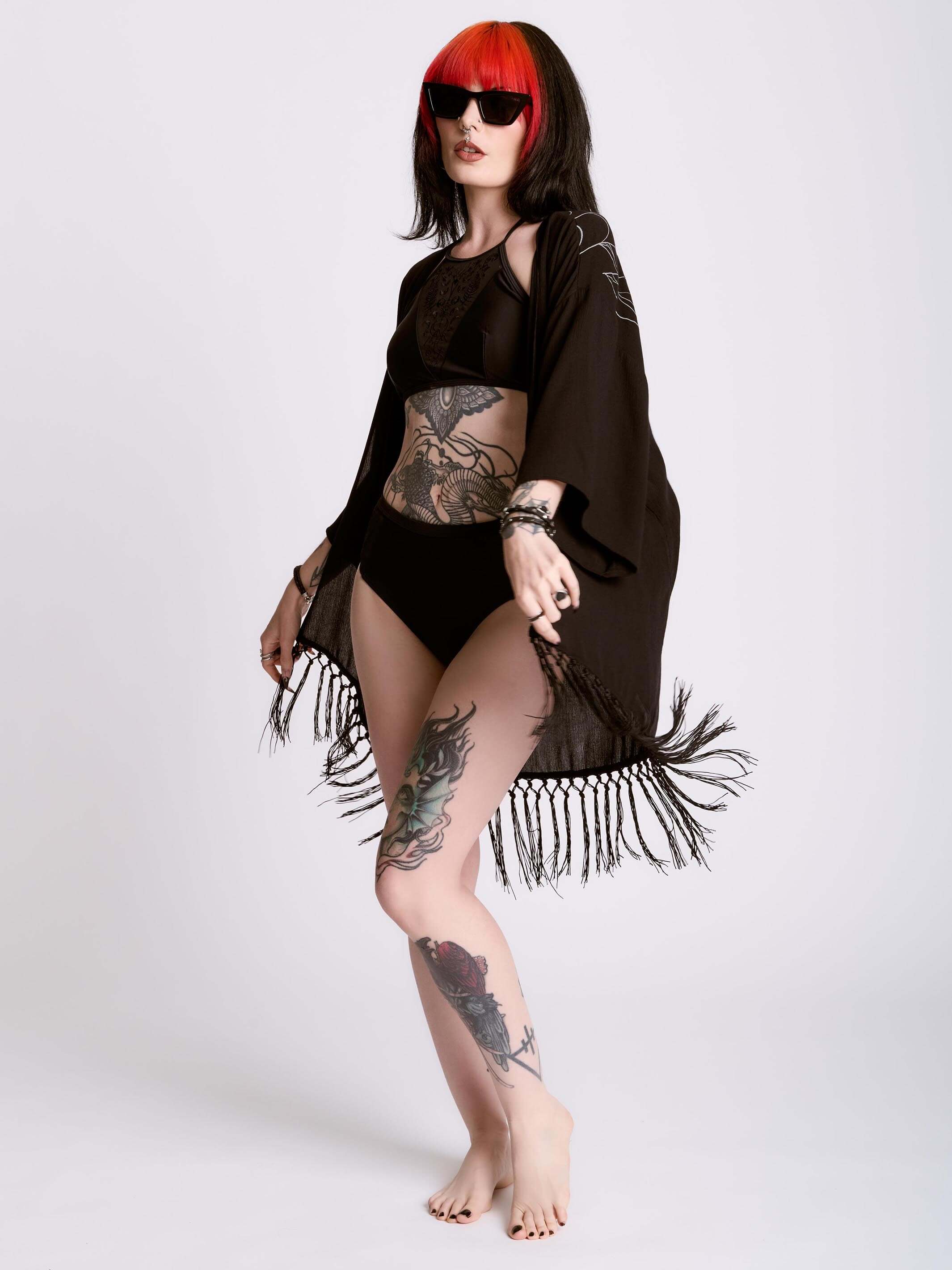 GREY SPIDERWEB KIMONO