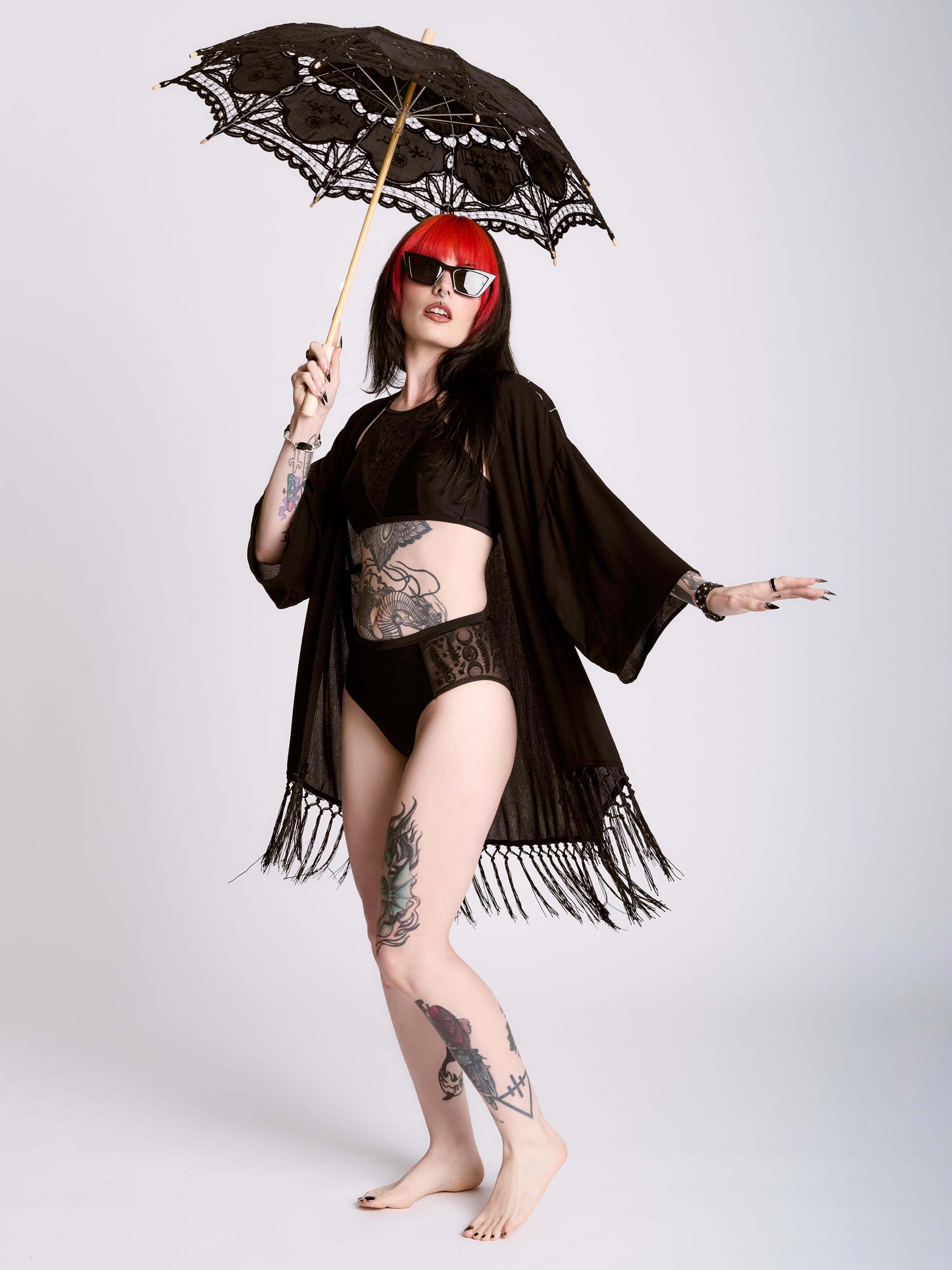 GREY SPIDERWEB KIMONO