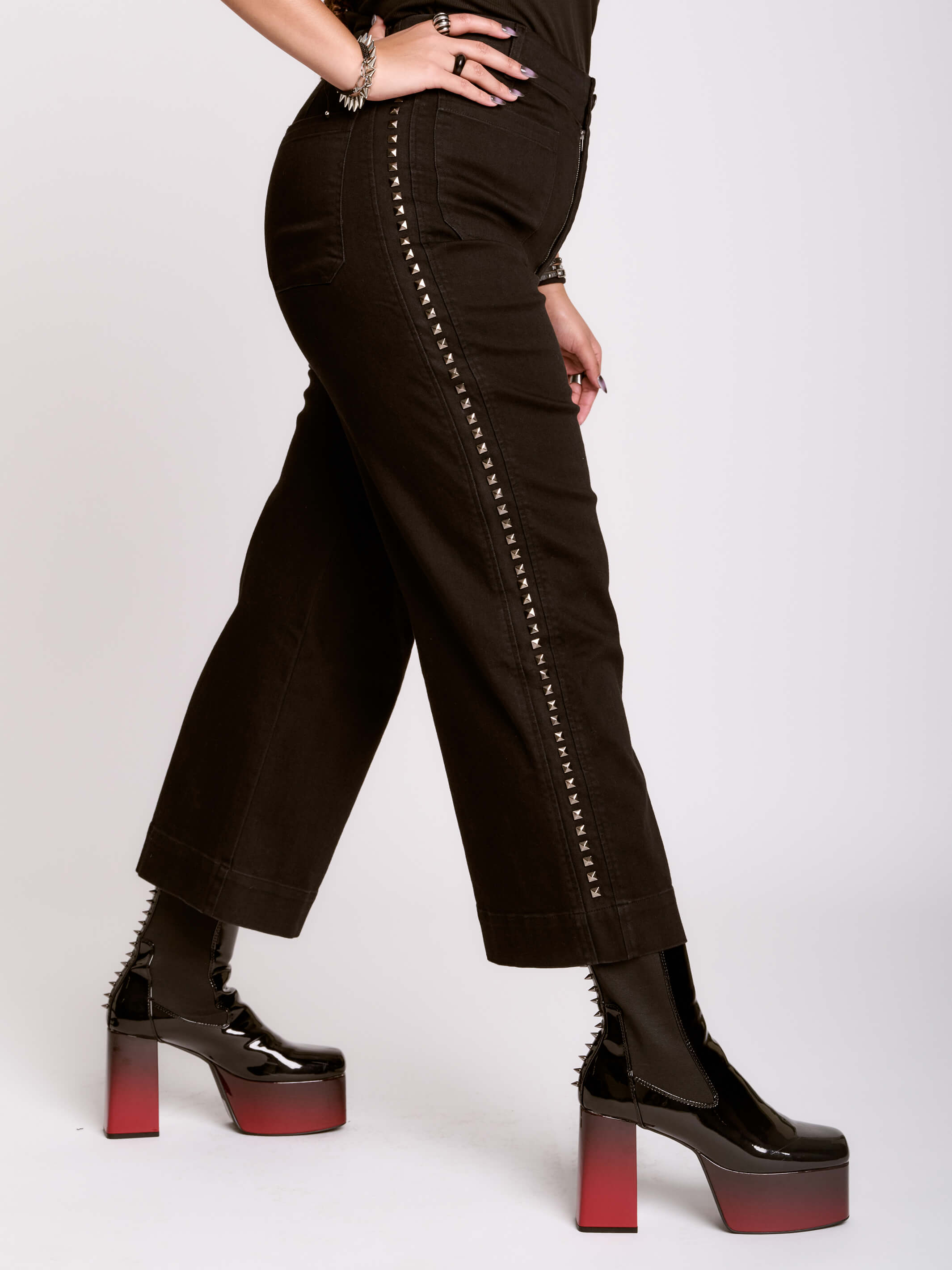 Studded Wide Leg Jeans