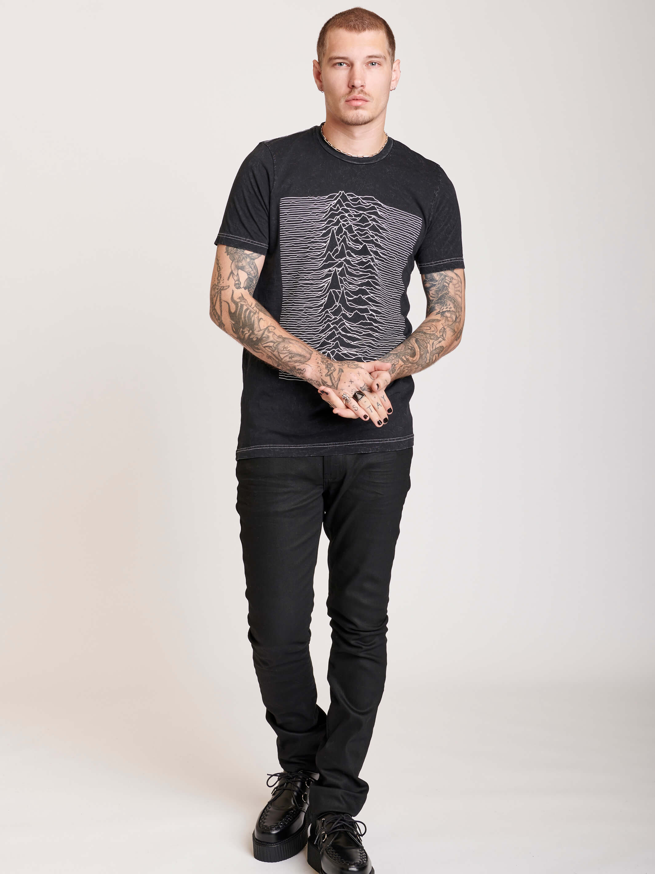 mineral wash t-shirt with front joy division art