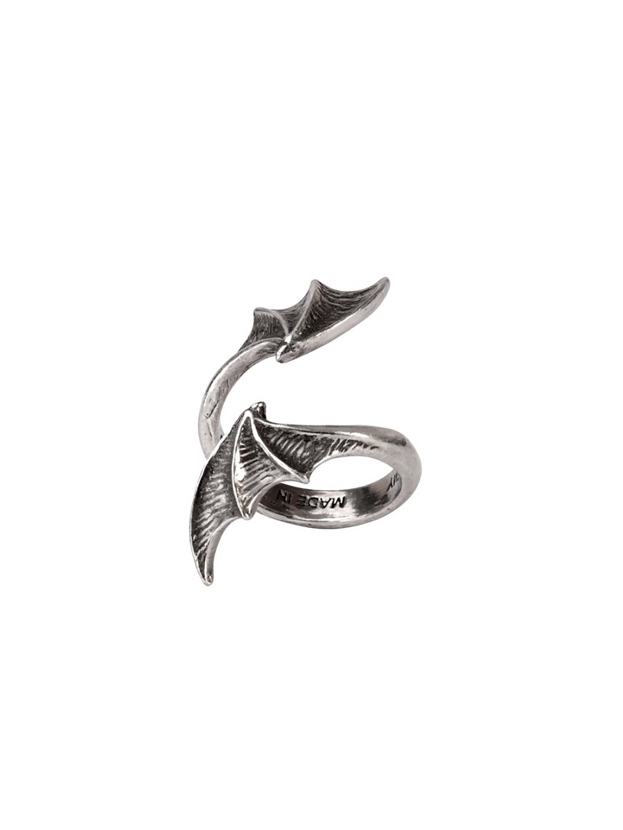 wrap bat wing silver ring