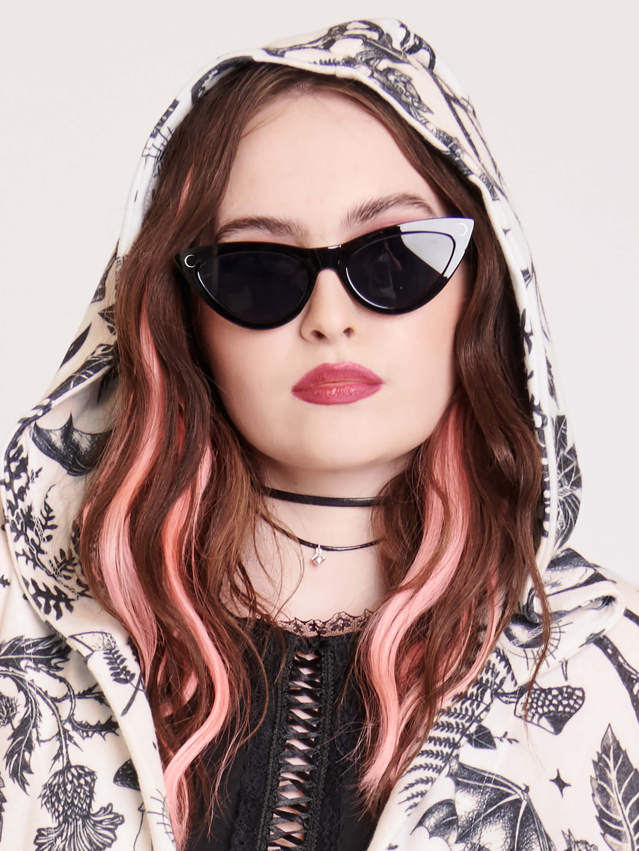 Perfectly sized cat-eye black frames with our signature Crescent Moon on the front right corner and Midnight Hour logo