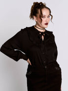 BLACK RUFFLE BLOUSE