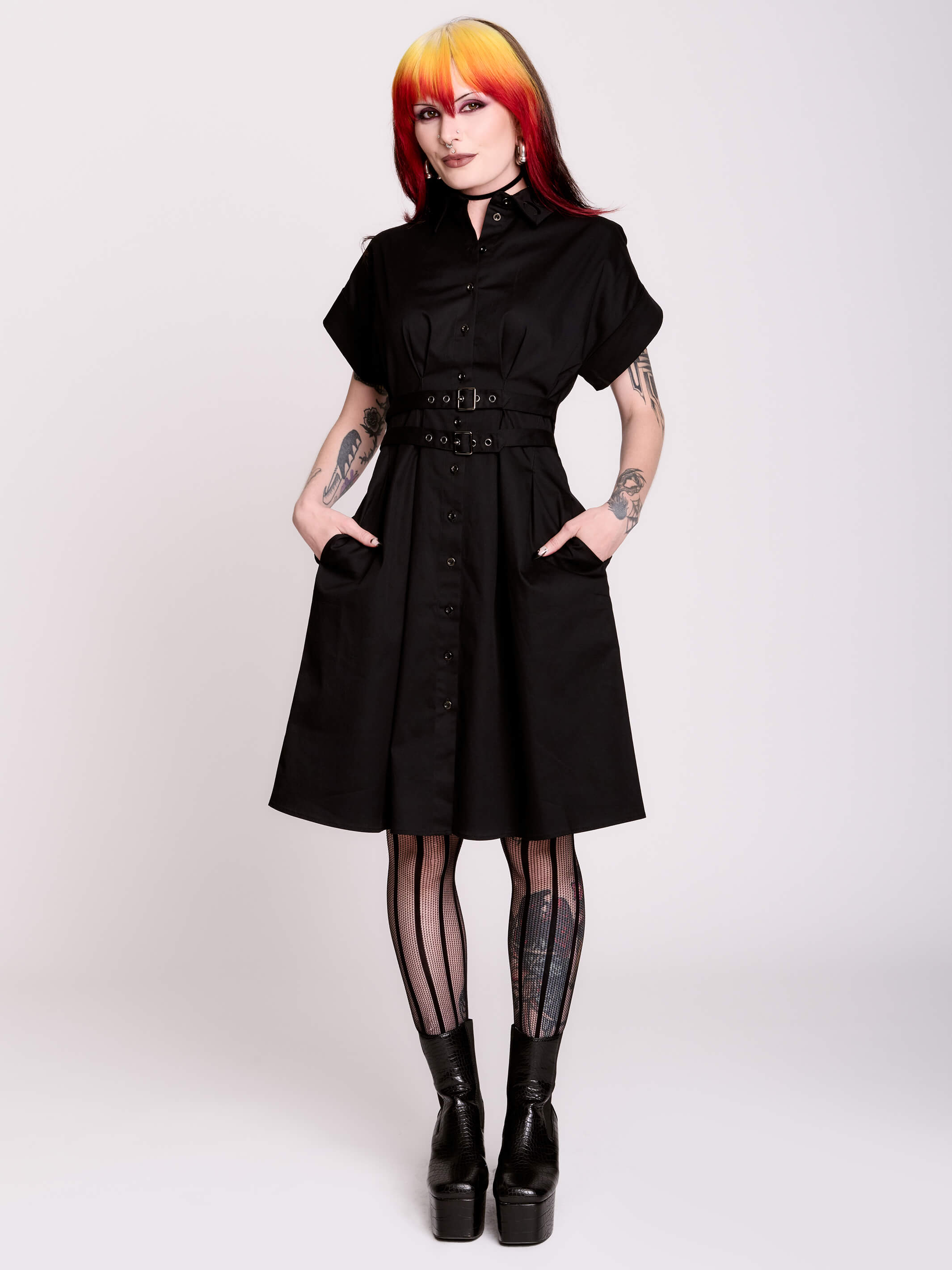BUCKLE MIDI DRESS
