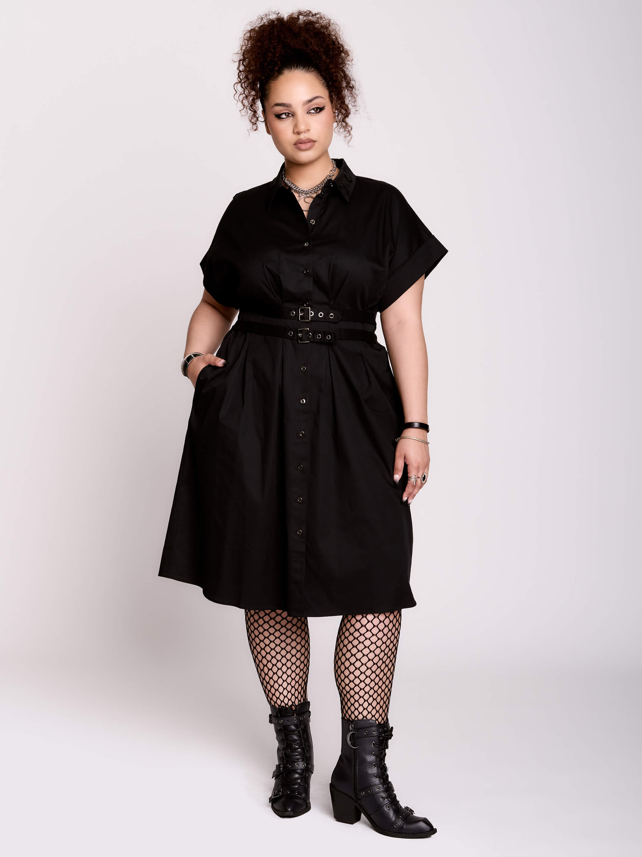 BUCKLE MIDI DRESS