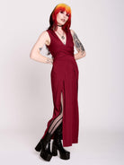 burgundy twist front dress