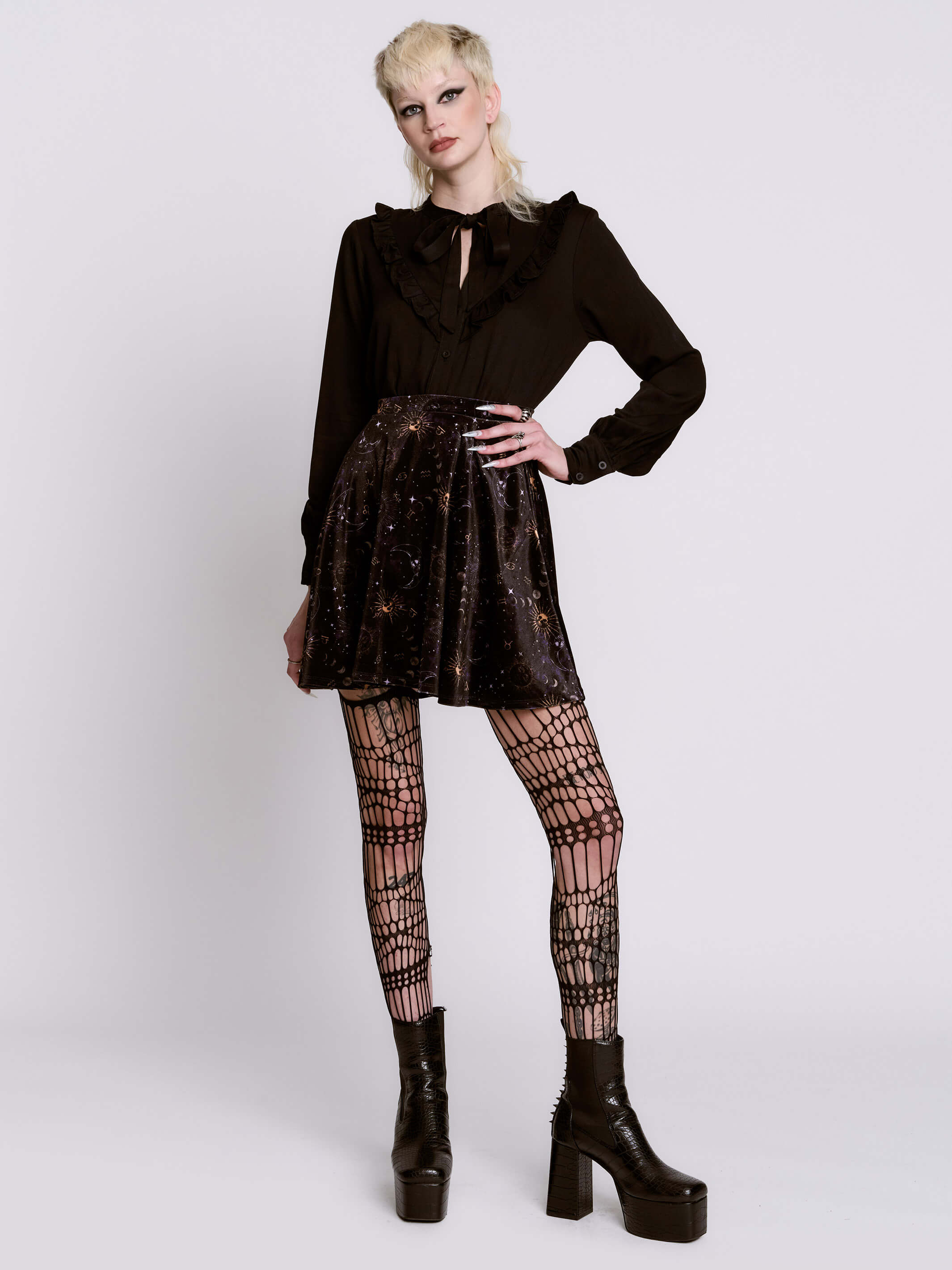 CELESTIAL VELVET SKATER SKIRT