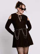 Cold Shoulder Lace Up Dress