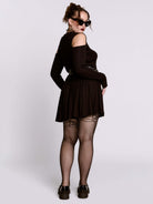 Cold Shoulder Lace Up Dress