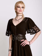cut work embroidered ZIPPER DRESS