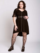 cut work embroidered ZIPPER DRESS