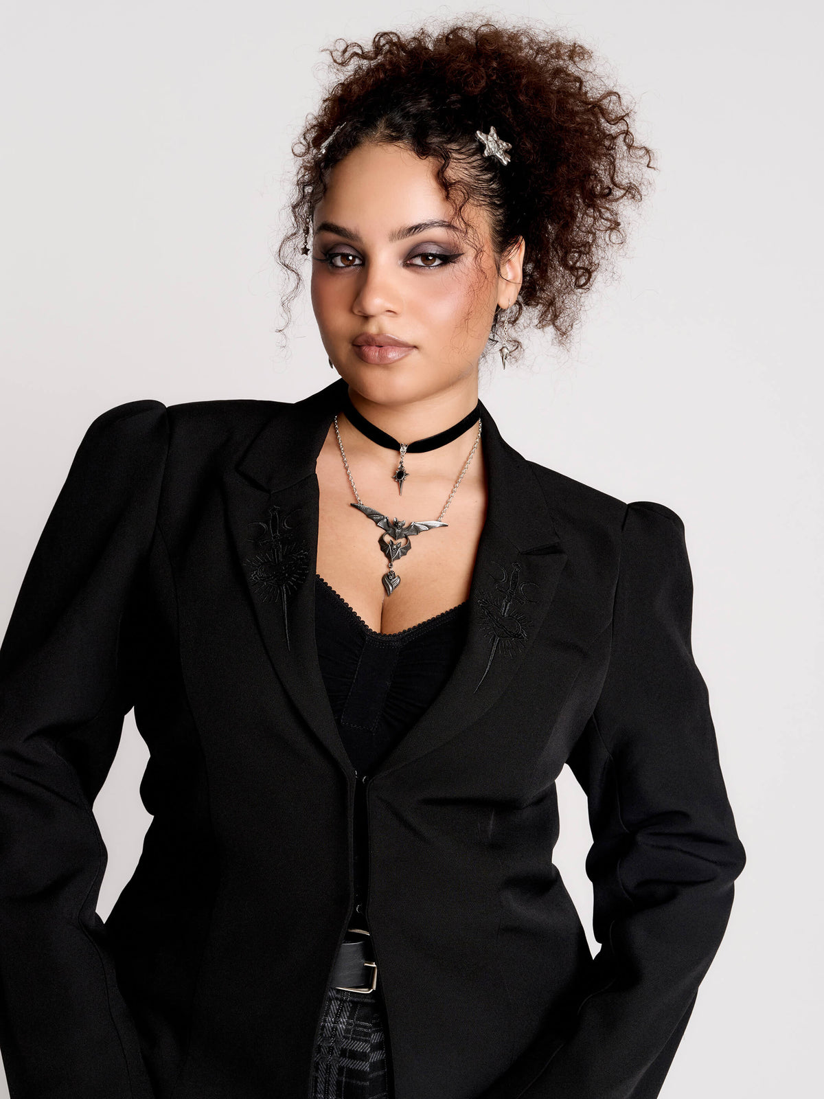 a black structured blazer