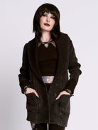 DISTRESSED RIB CARDIGAN