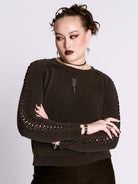 Distressed Braided Sweater