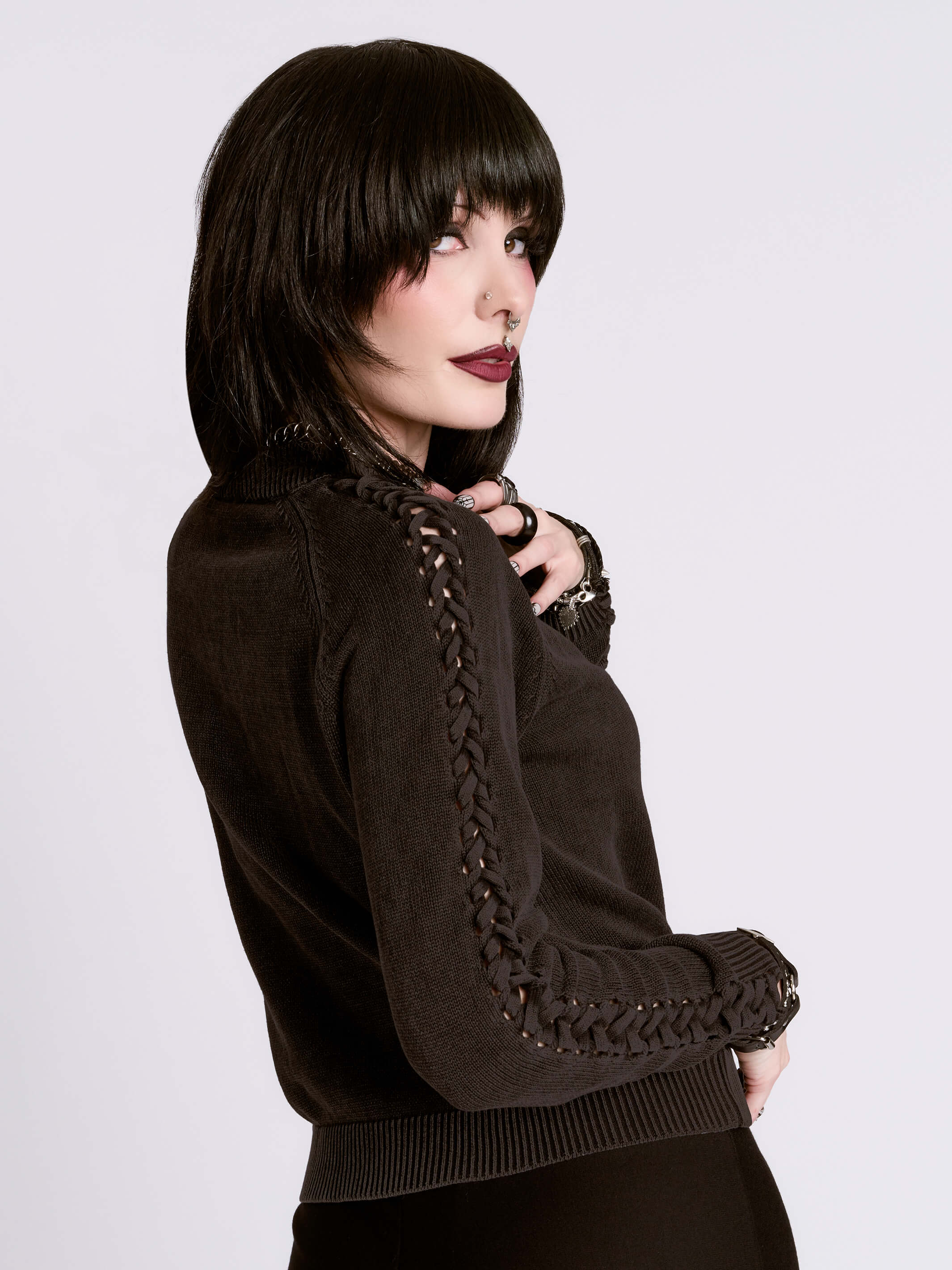 Distressed Braided Sweater