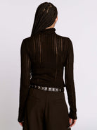 Distressed striped drop needle sweater