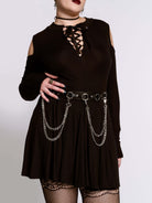 Cold Shoulder Lace Up Dress