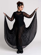 black sheer long-sleeve maxi dress