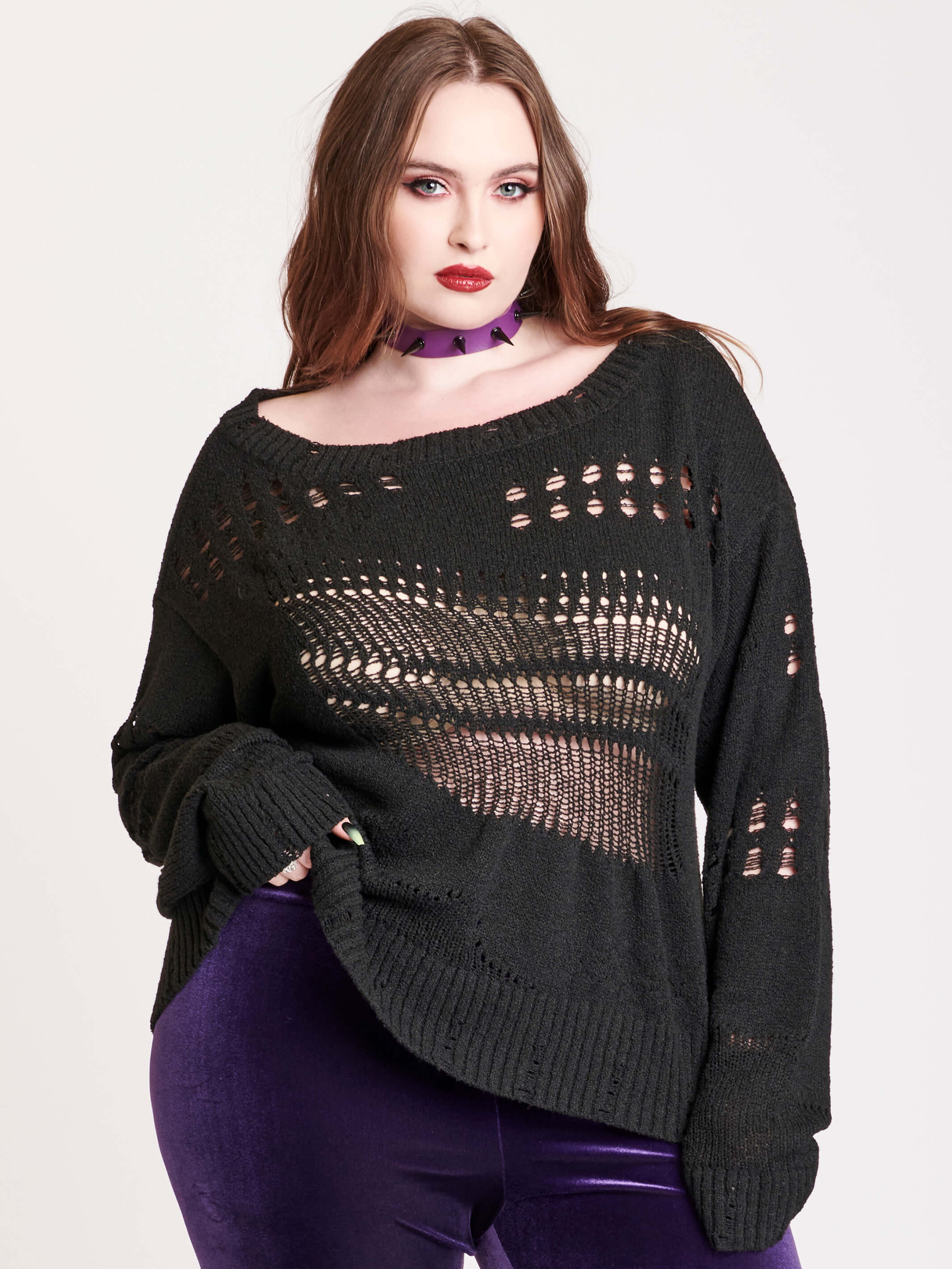 Black Sweater with drop stitch details