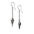Pair of silver bird skull earrings 