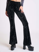 Embossed Velvet Flared Legging