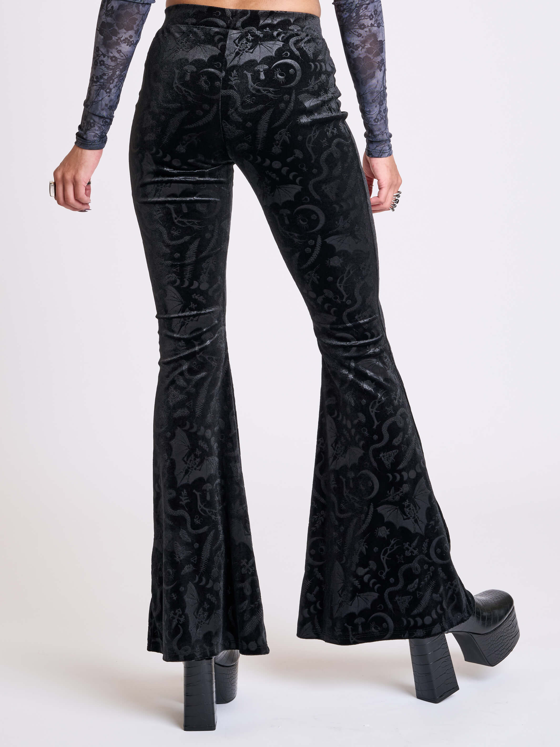 Embossed Velvet Flared Legging