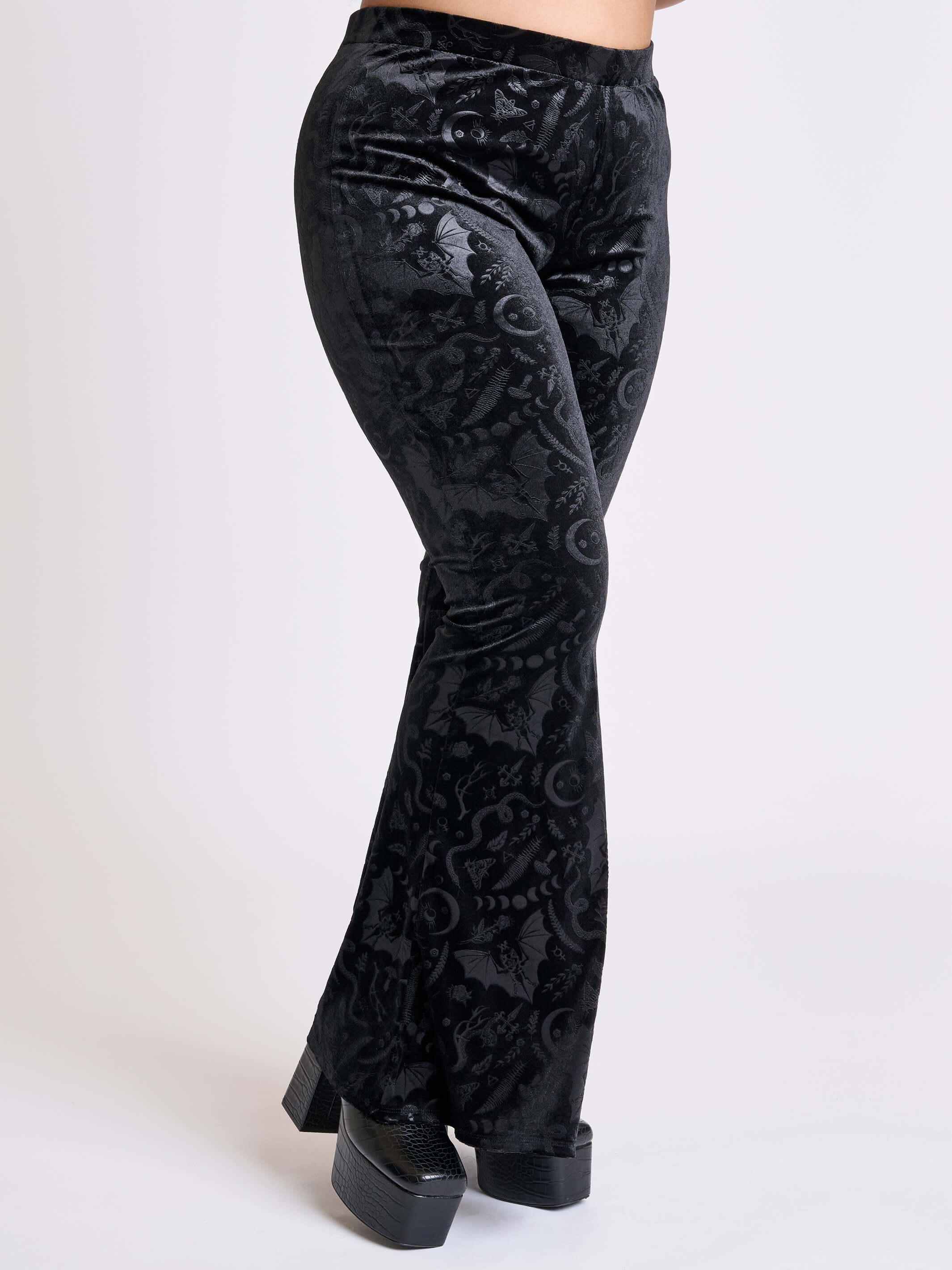 Embossed Velvet Flared Legging