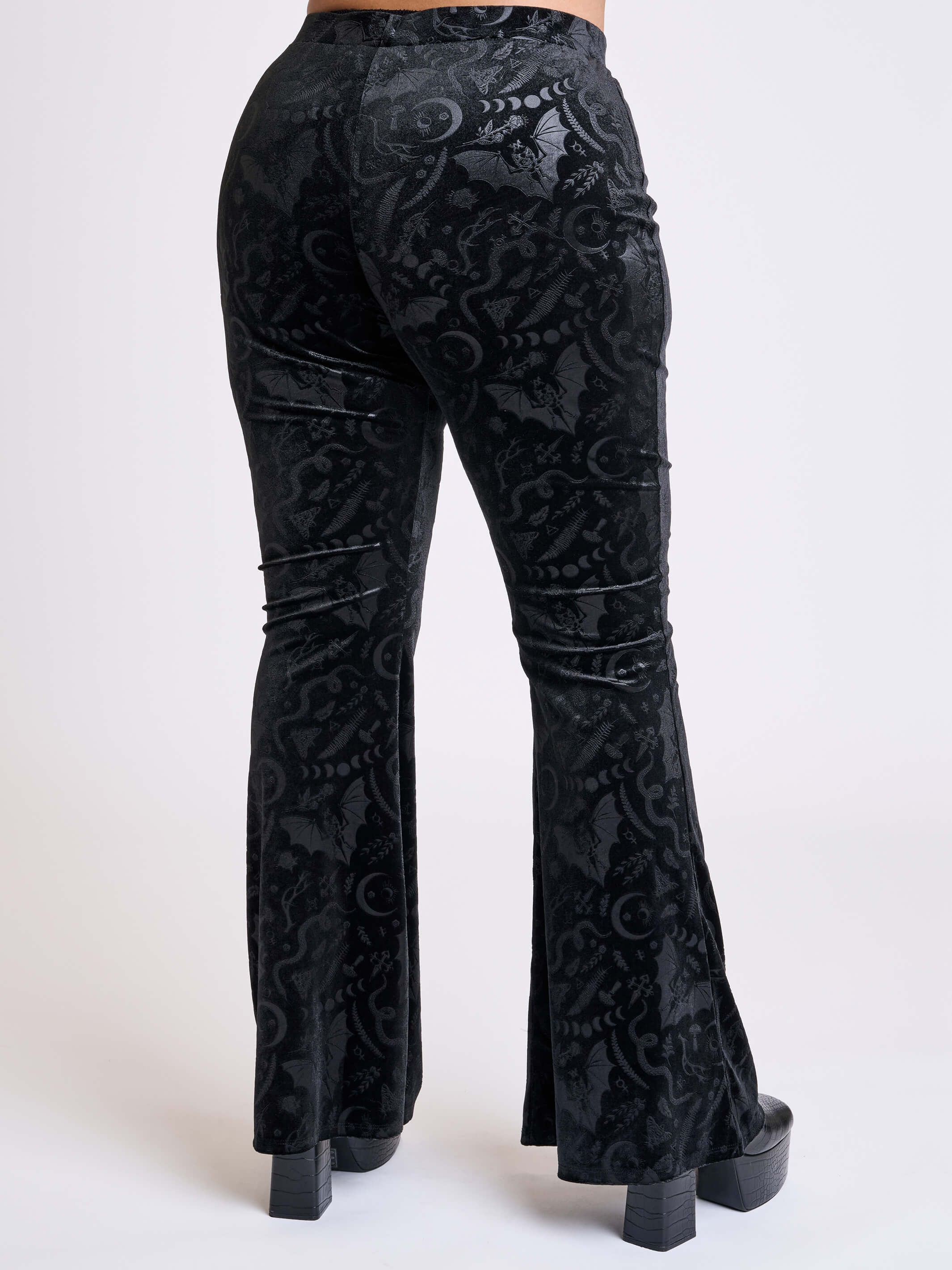 Embossed Velvet Flared Legging