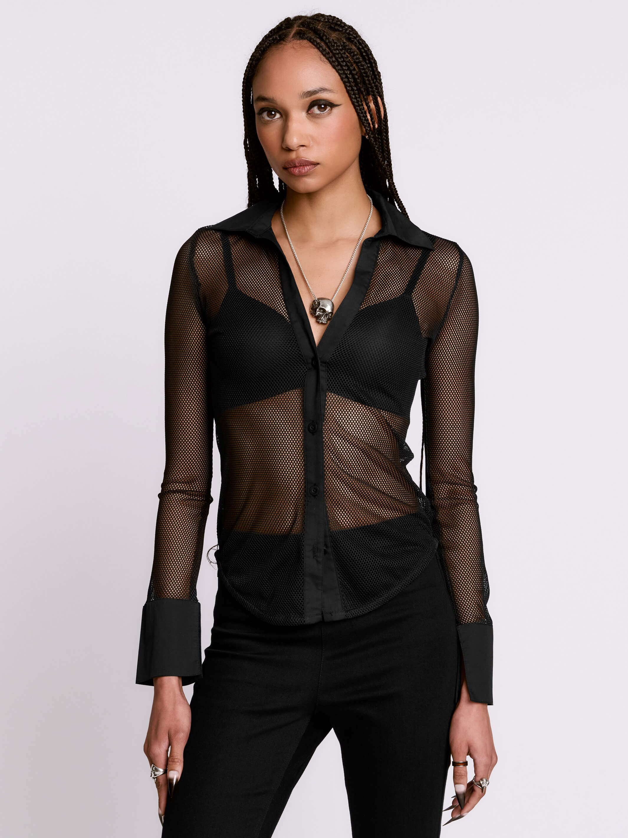 FISHNET BUTTON UP SHIRT